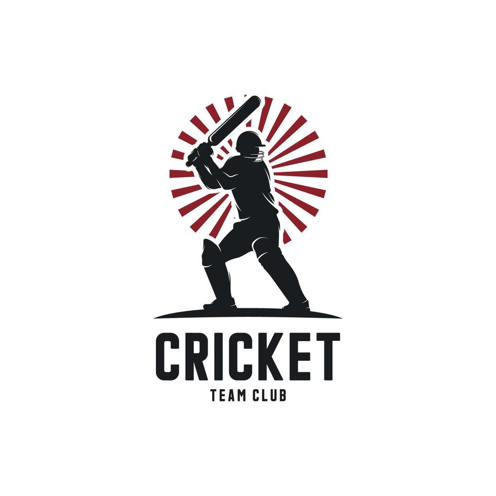 cricket giocatore silhouette logo design vettore