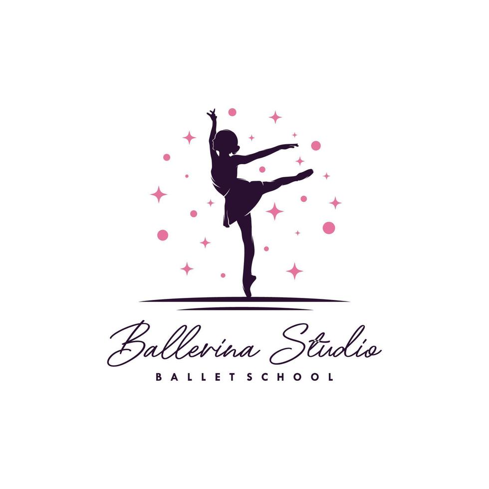 ballerina nel il stelle logo design modello vettore