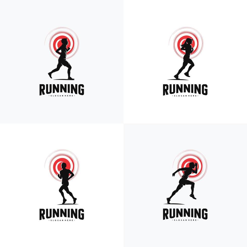 impostato di correre logo design vettore logo design