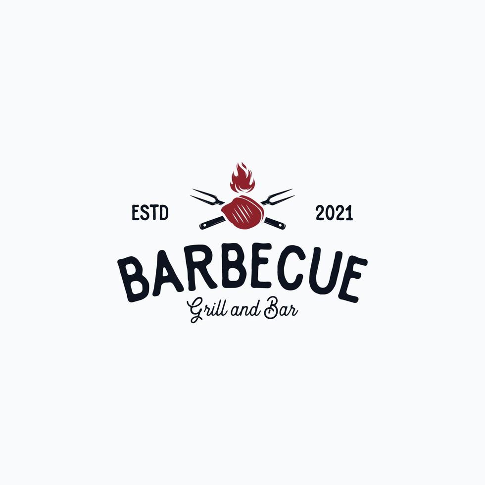Vintage ▾ barbecue bistecca grigliato logo vettore