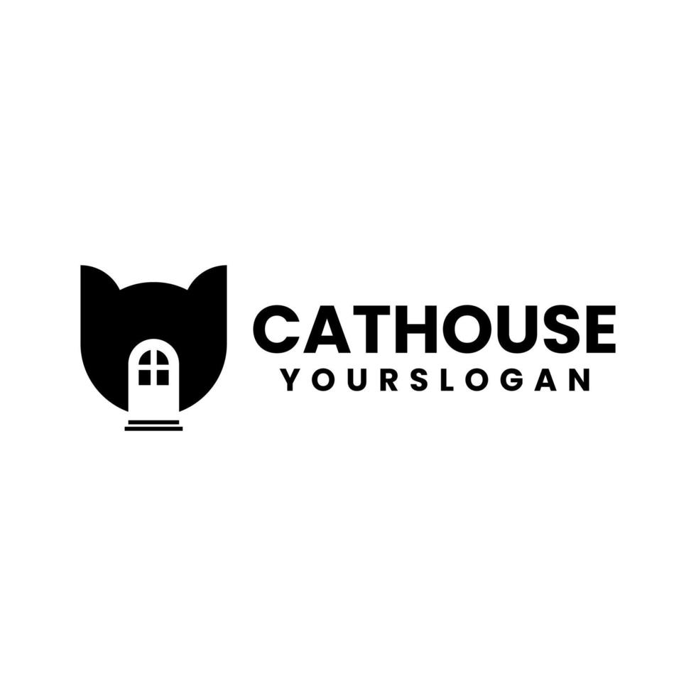 disegno del logo della casa del gatto vettore