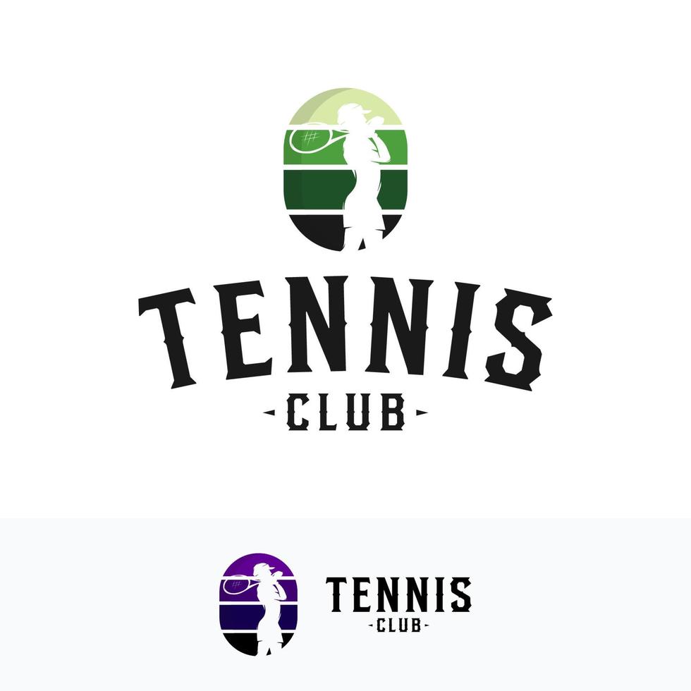 tennis giocatore stilizzato vettore silhouette logo design