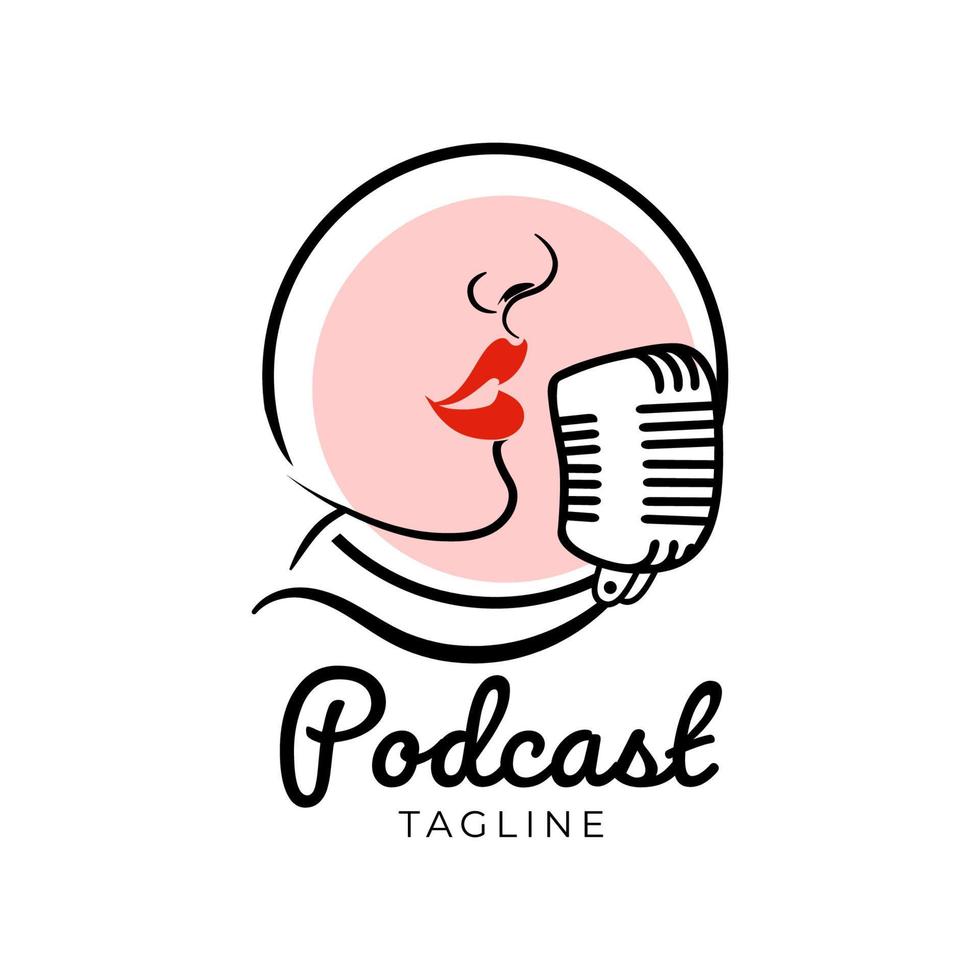 il Podcast logo nel un' minimalista piatto stile nel isolato contro bianca sfondo. semplice Podcast emittente Radio icona. vettore
