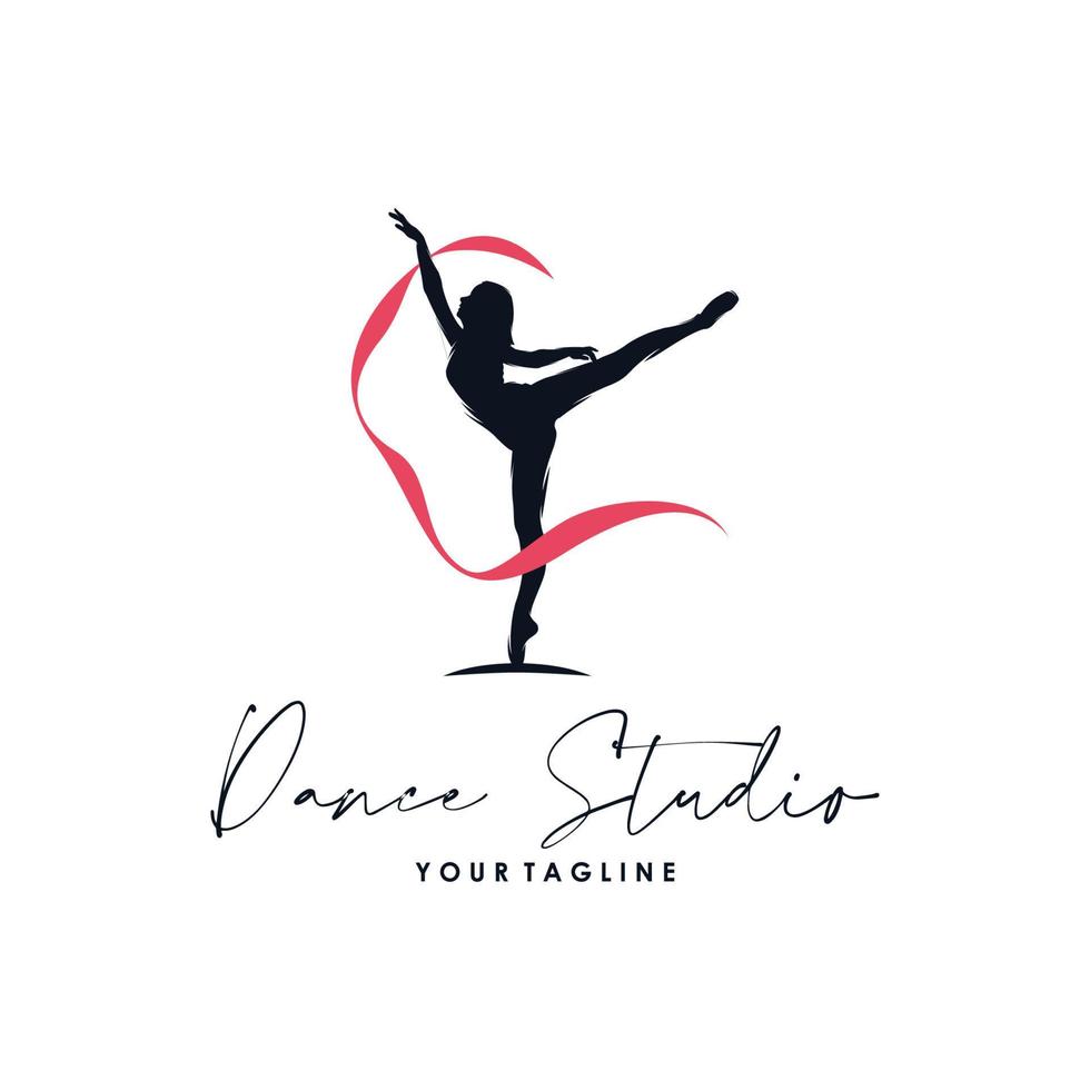 logo per un' balletto o danza studio silhouette design vettore