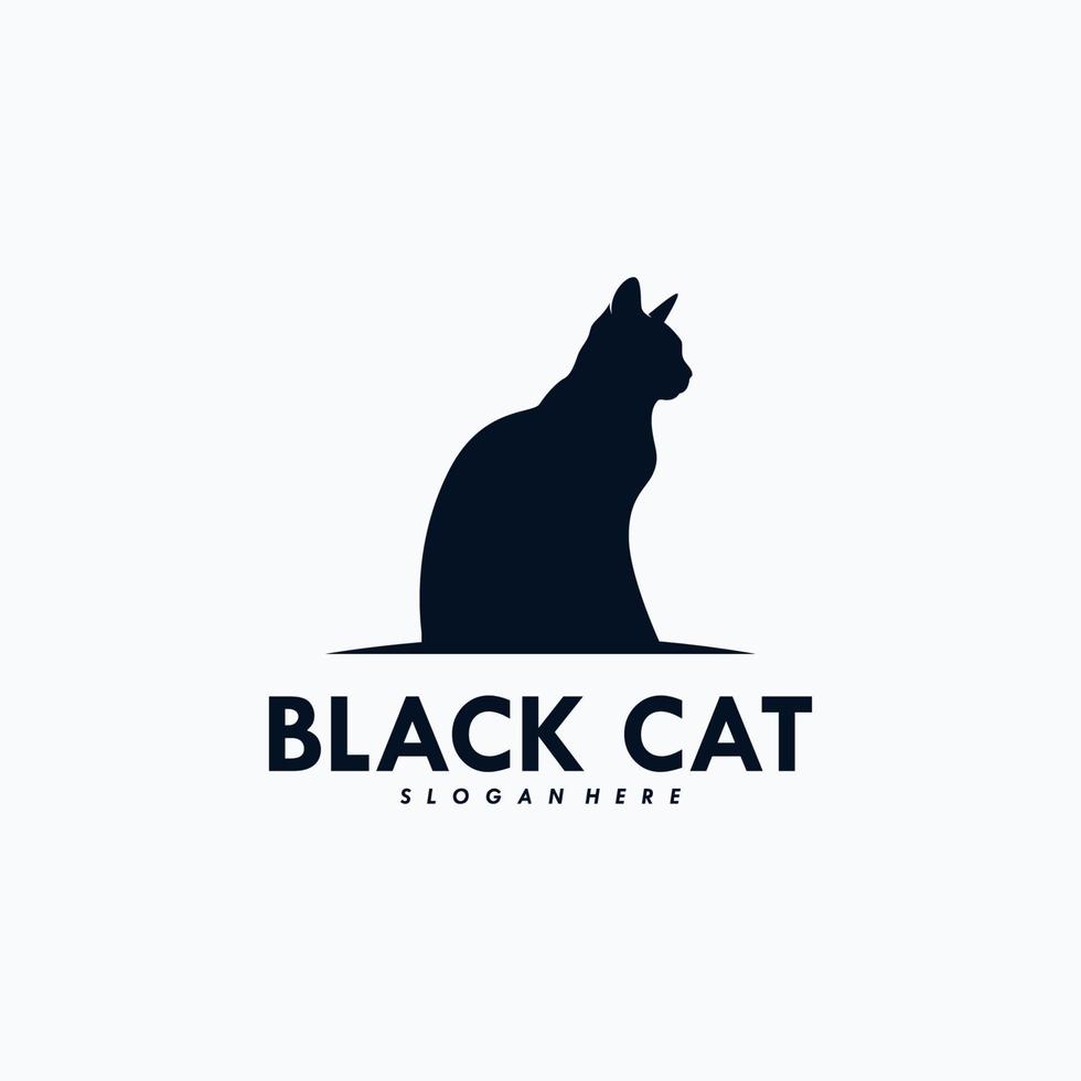 nero gatto logo design vettore