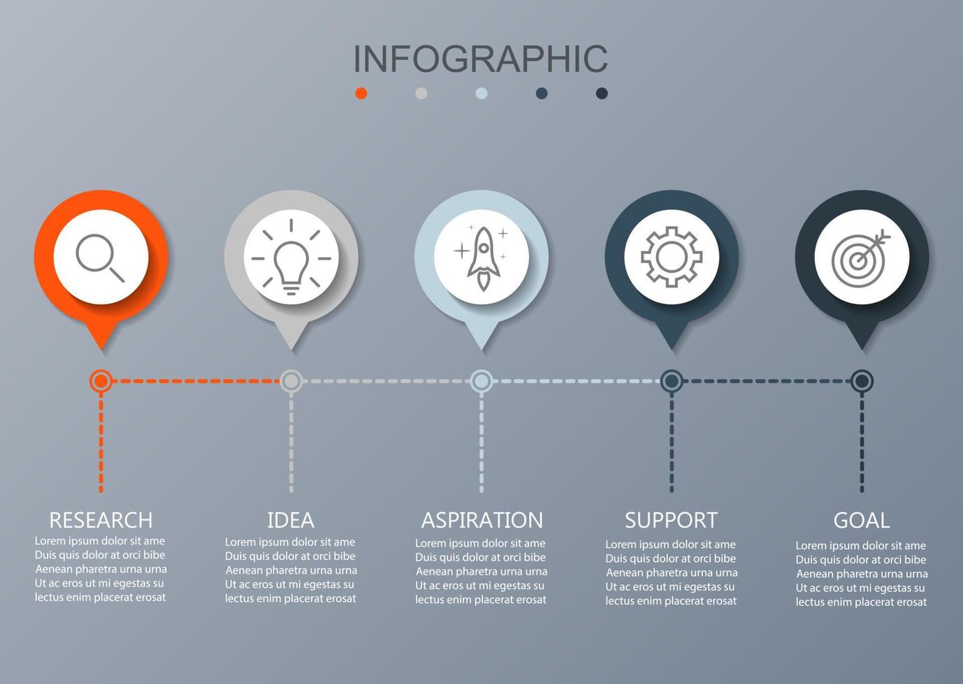 Infografica modello con il Immagine di 5 rettangoli vettore