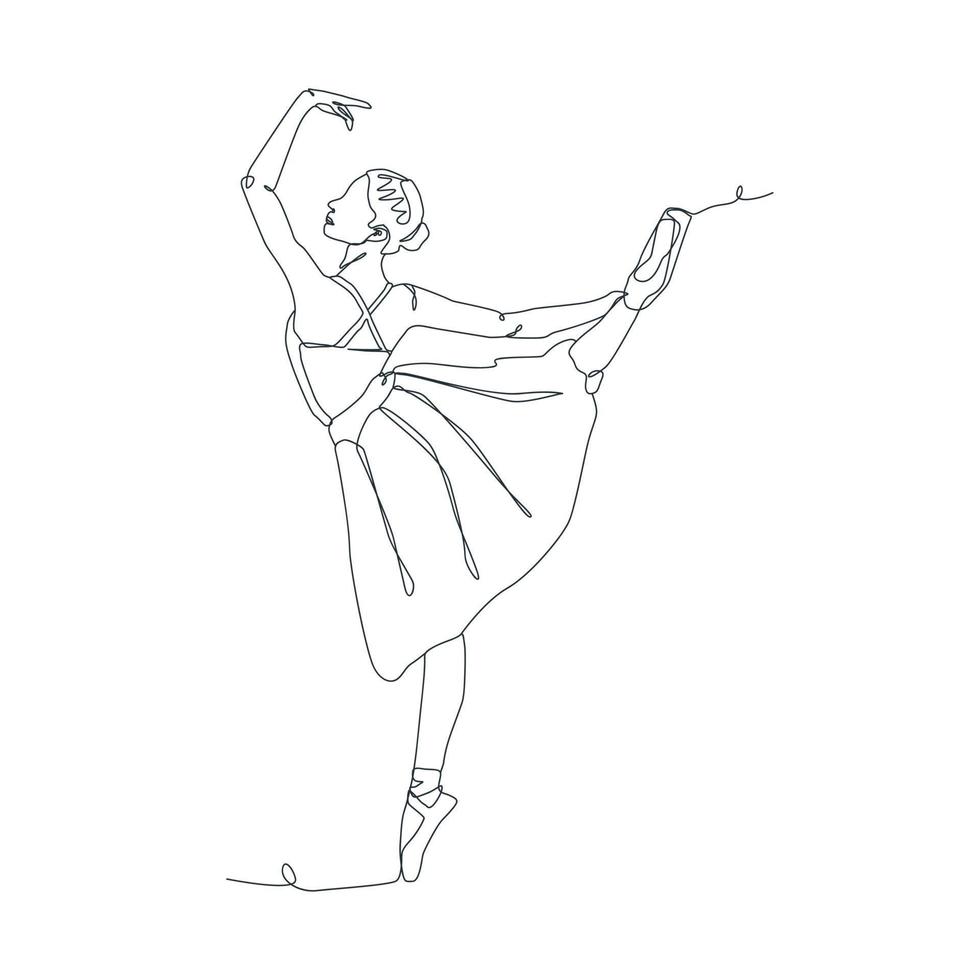 continuo linea illustrazione di balletto ballerino vettore