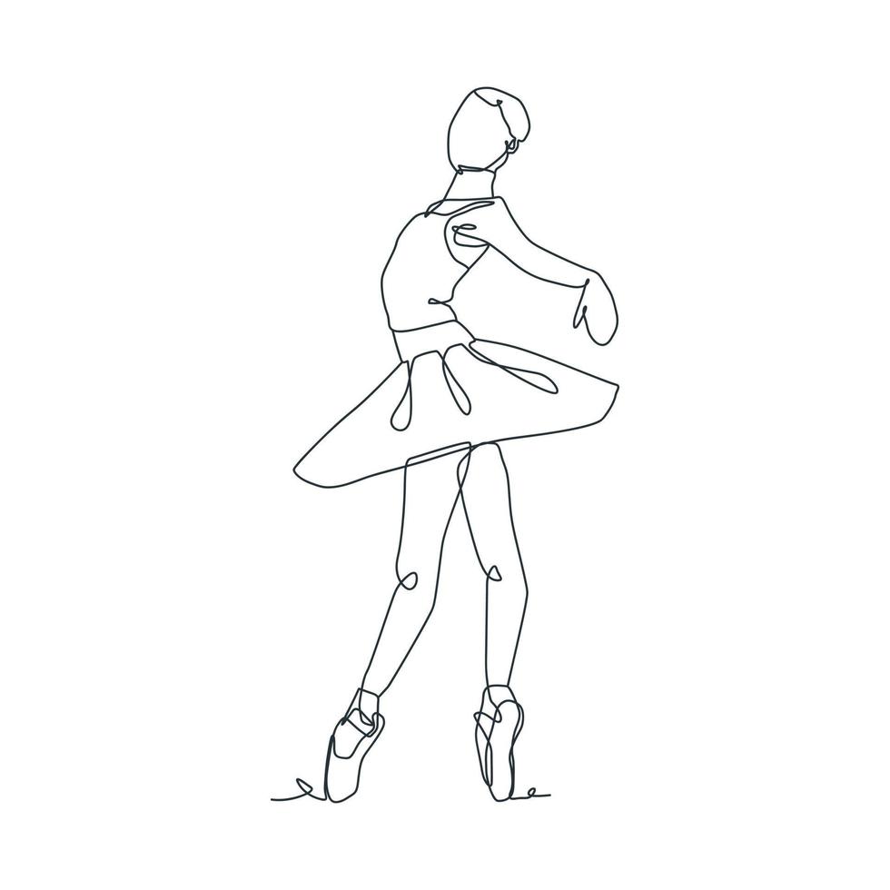 continuo linea illustrazione di balletto ballerino vettore