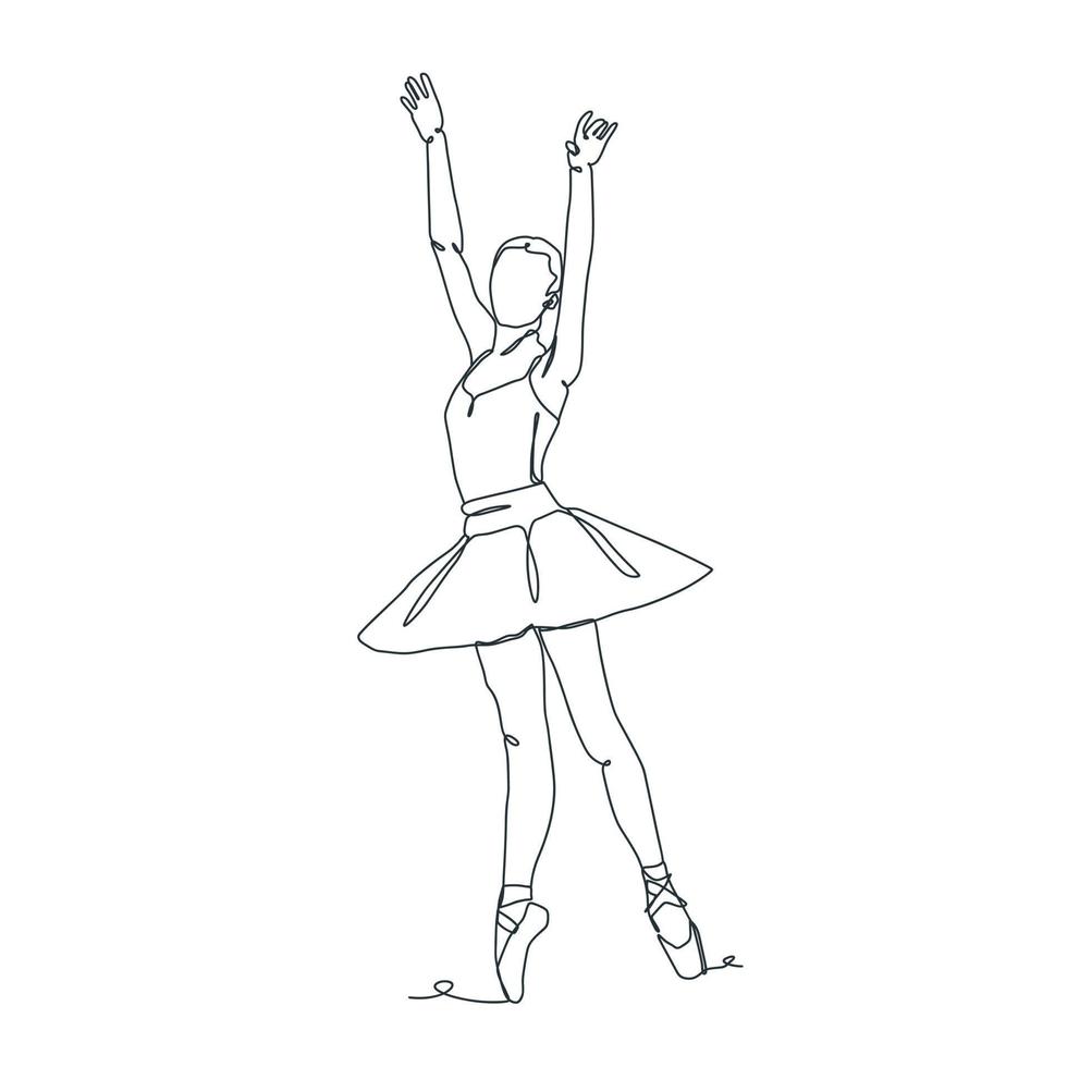 continuo linea illustrazione di balletto ballerino vettore