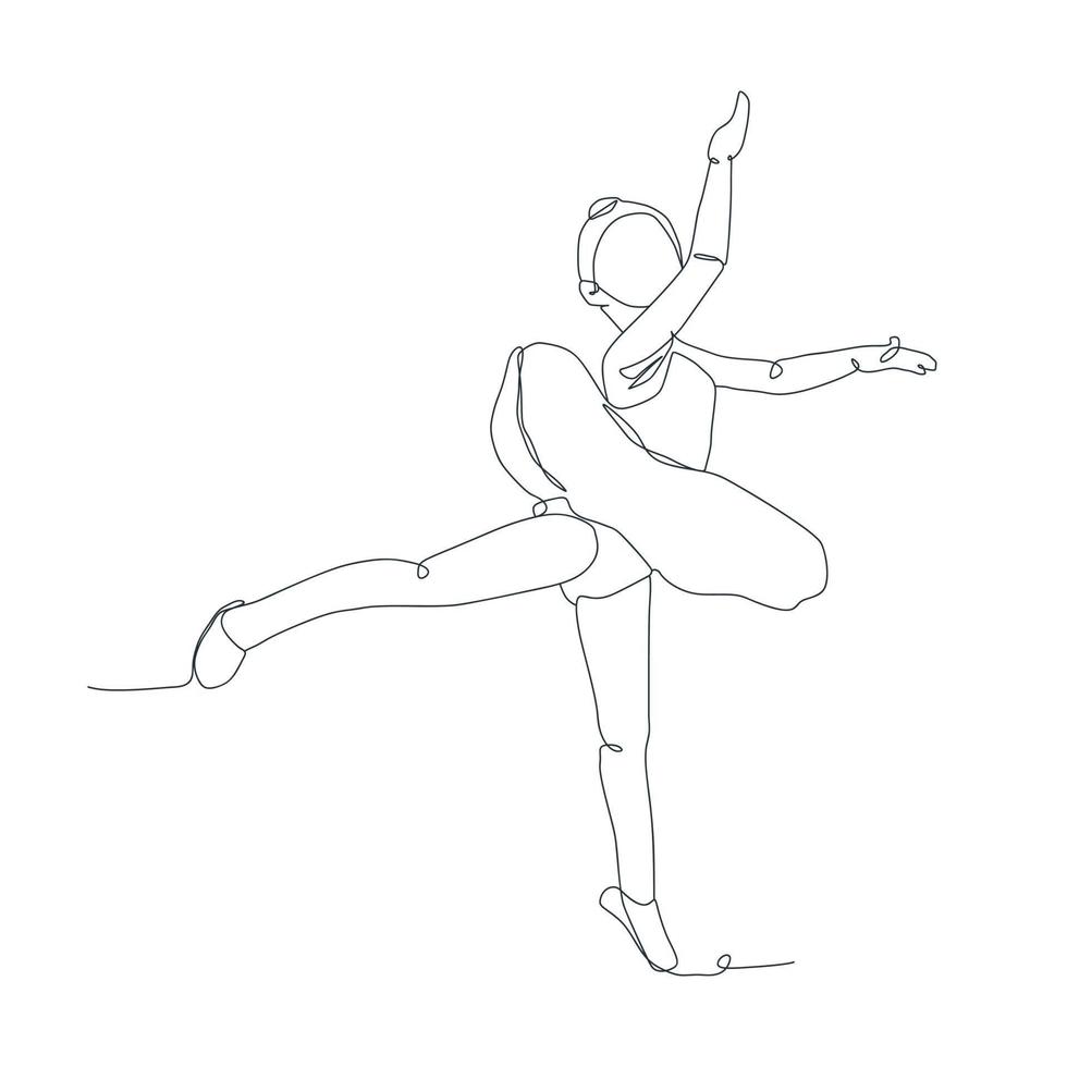 continuo linea illustrazione di balletto ballerino vettore