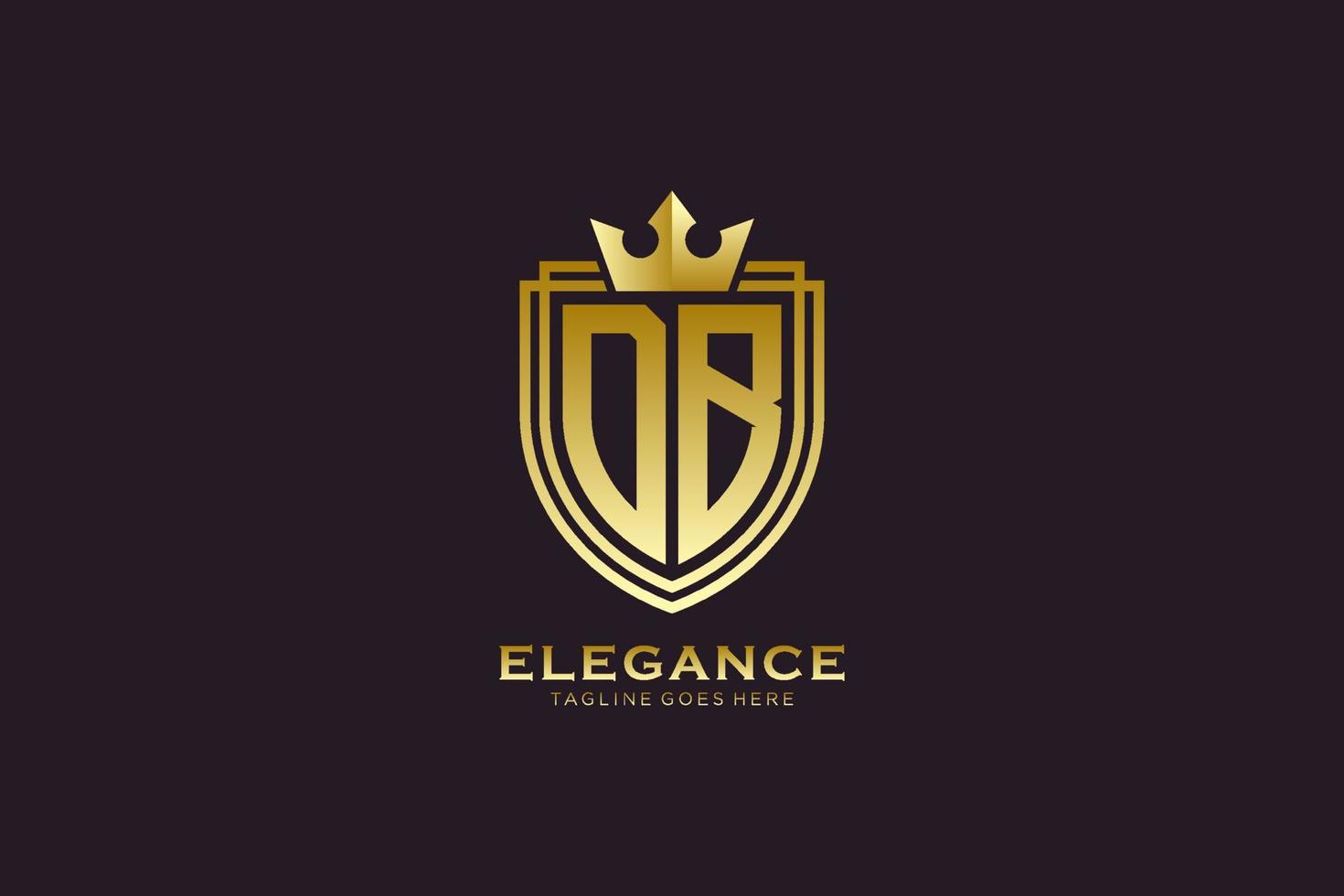 iniziale db elegante lusso monogramma logo o distintivo modello con pergamene e reale corona - Perfetto per lussuoso il branding progetti vettore