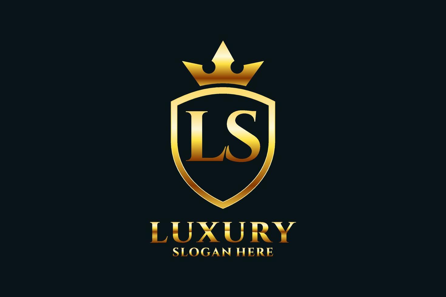 iniziale ls elegante lusso monogramma logo o distintivo modello con pergamene e reale corona - Perfetto per lussuoso il branding progetti vettore