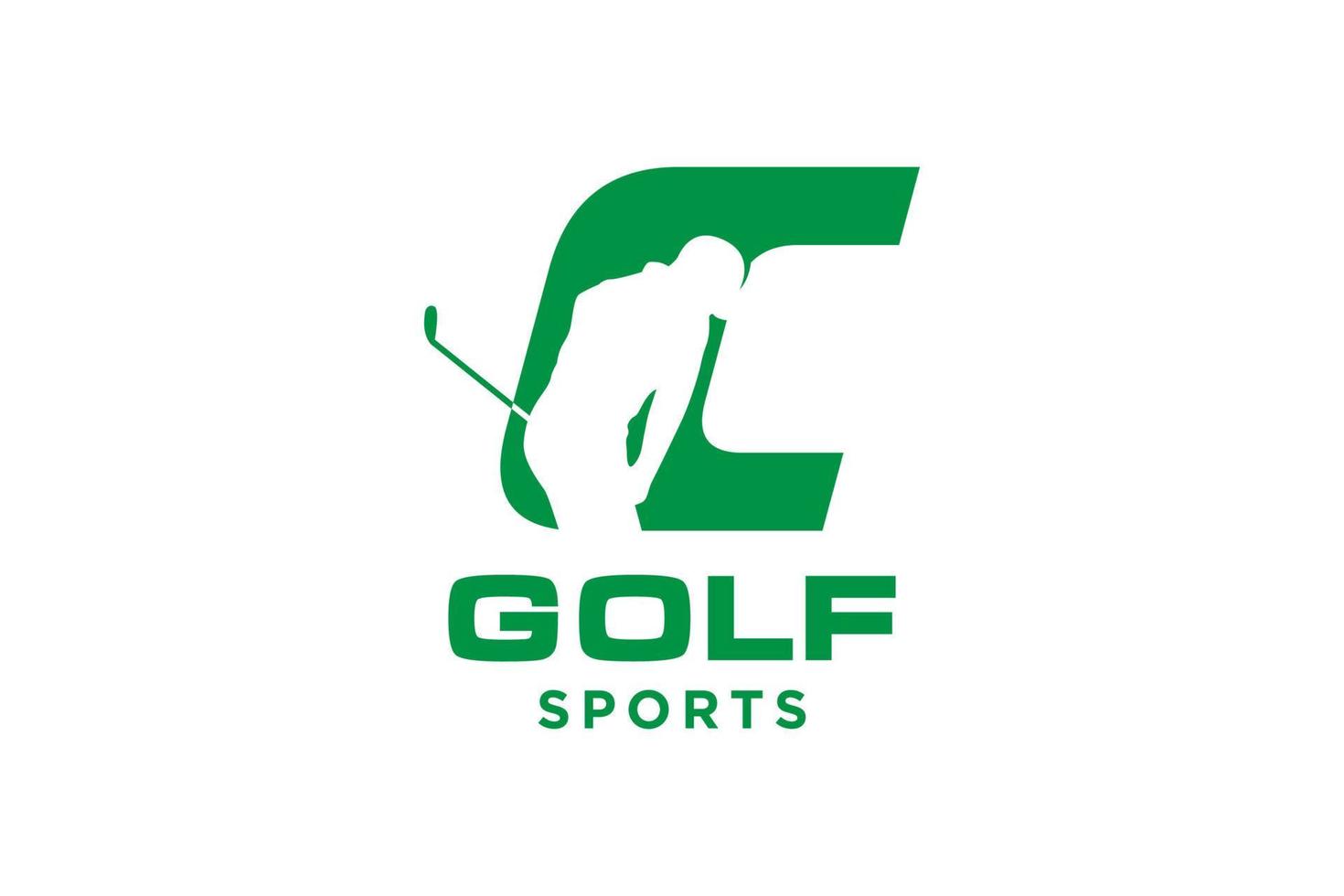 alfabeto lettera icona logo c per golf logo design modello vettoriale, etichetta vettoriale del golf, logo del campionato di golf, illustrazione, icona creativa, concetto di design