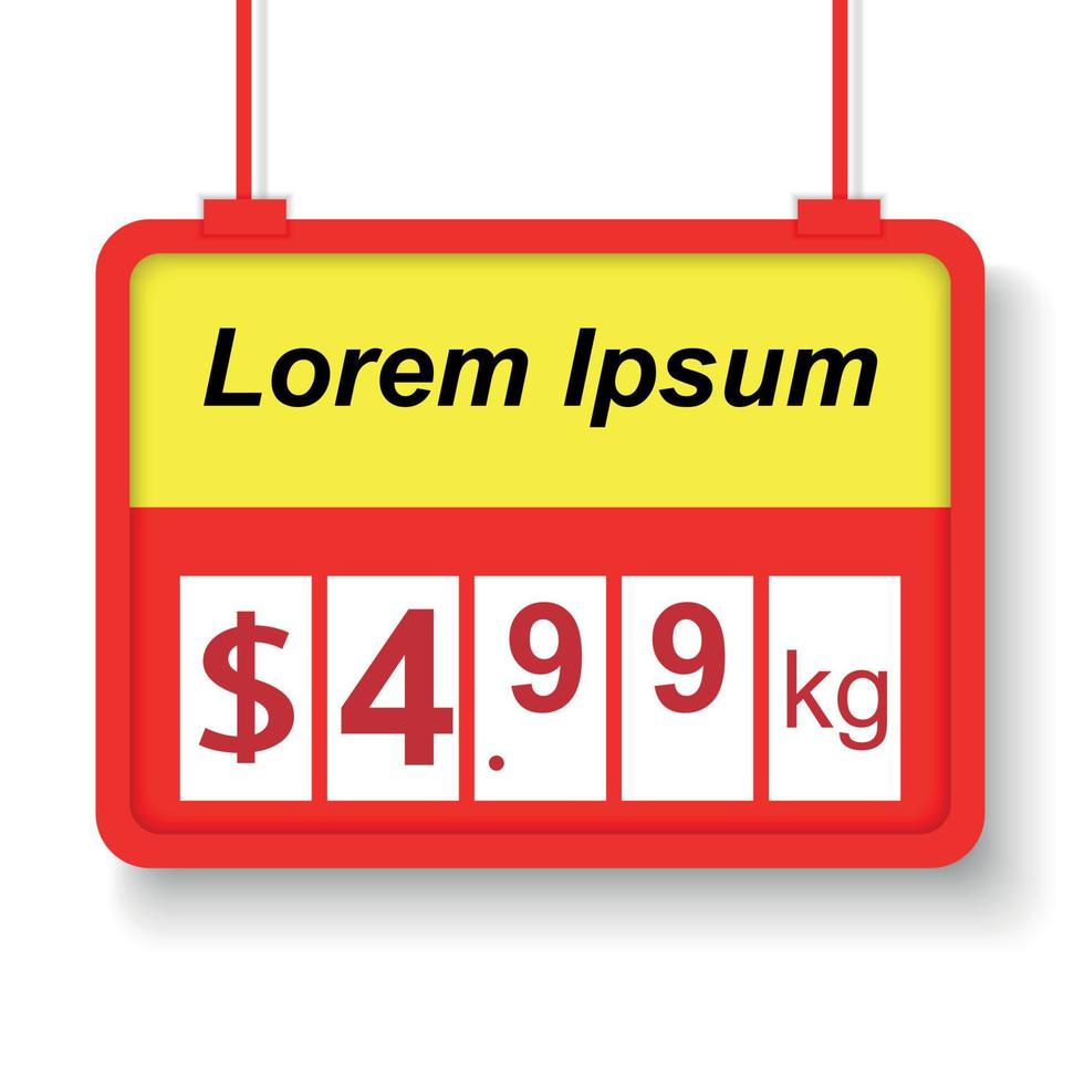 supermercato prezzo etichetta vettore