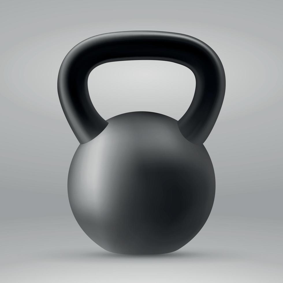 realistico nero kettlebell. . vettore