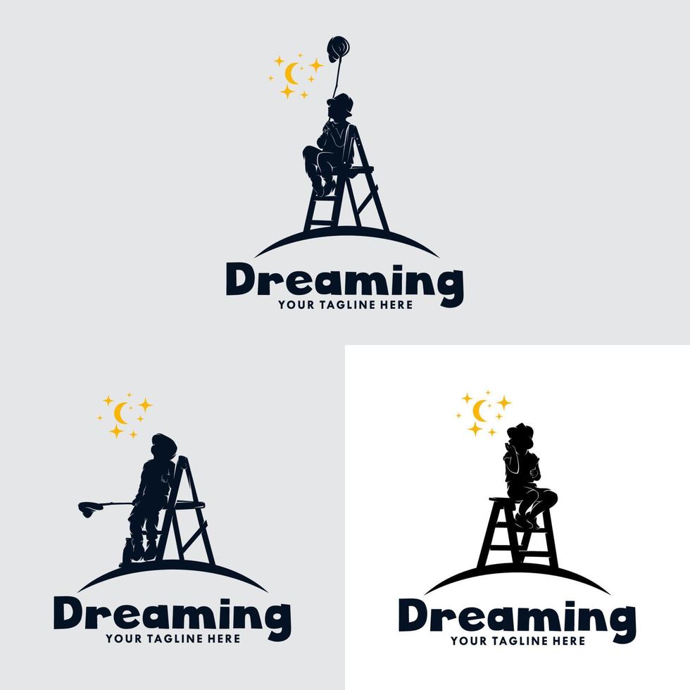 impostato di bambini sognare logo design vettore