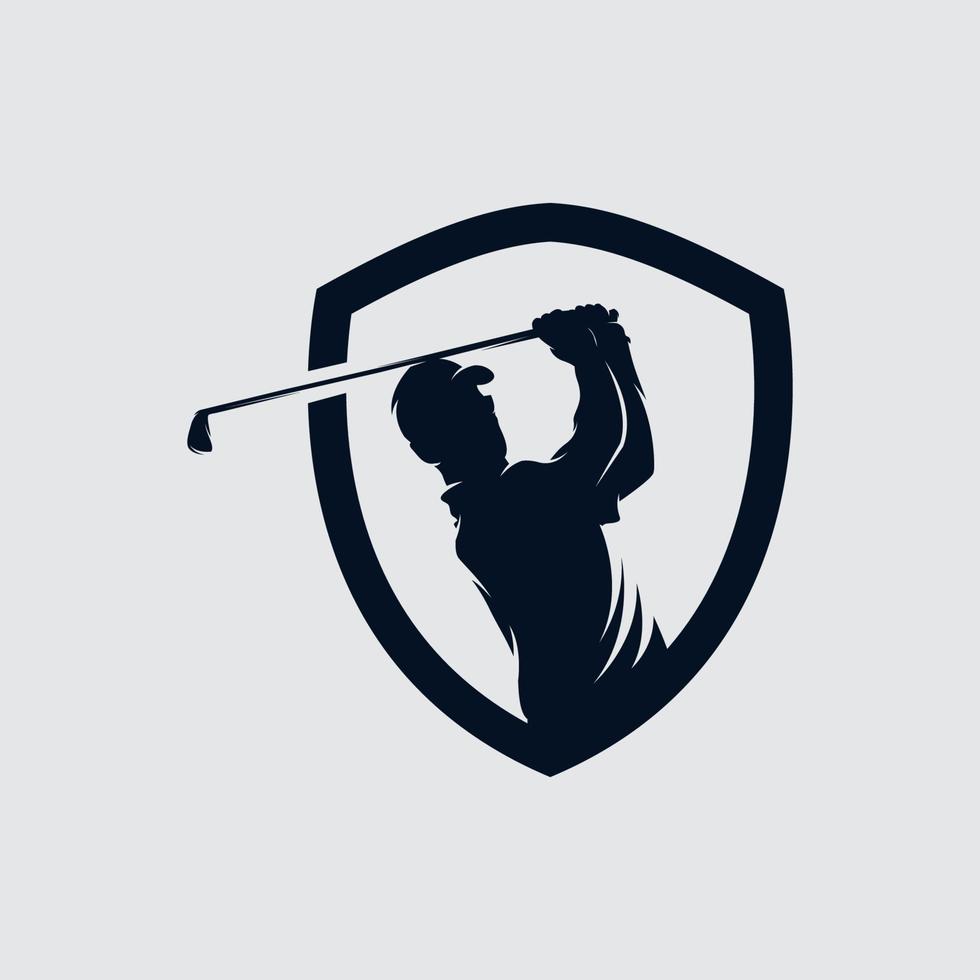 golf giocatore logo design vettore modello. elite lusso oro golf club