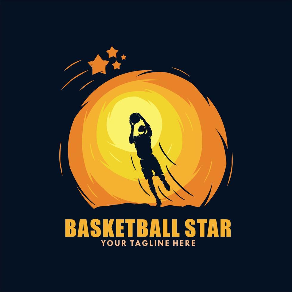 pallacanestro stella movimento logo design vettore