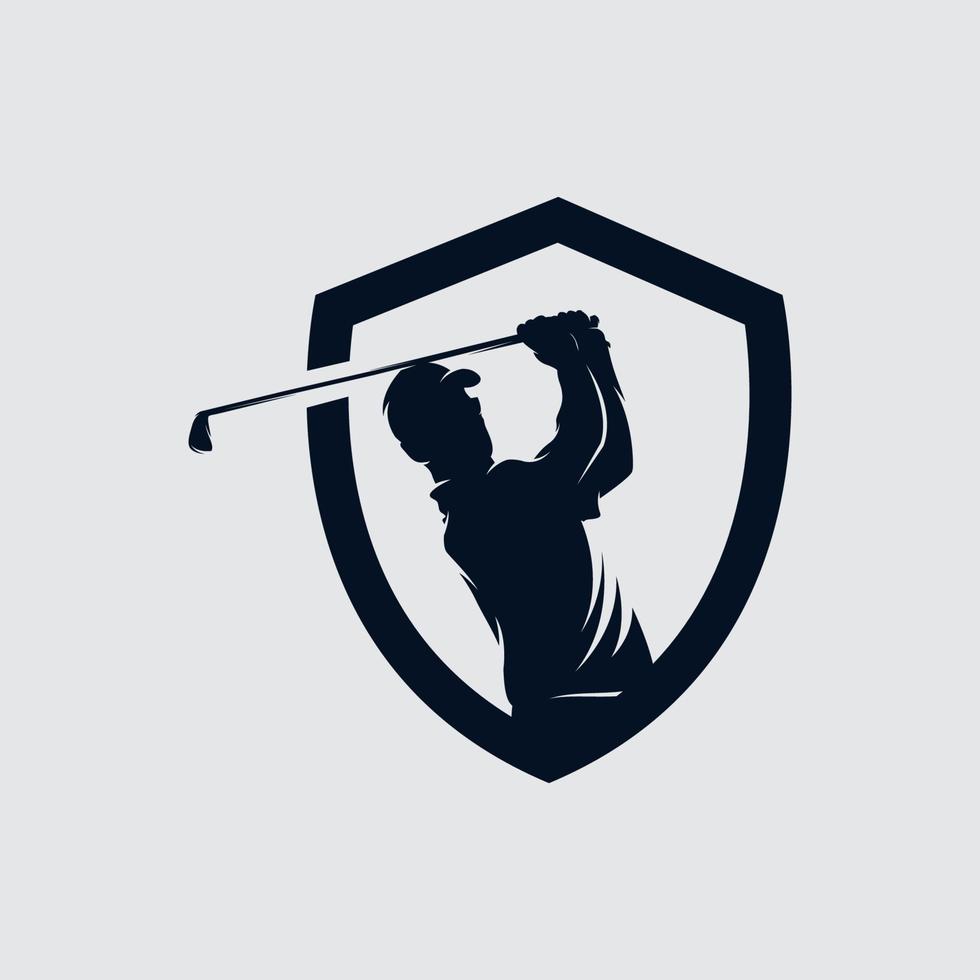 golf giocatore logo design vettore modello. elite lusso oro golf club