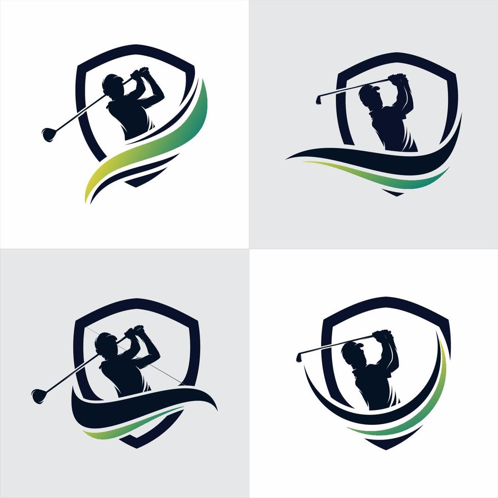 impostato di golf sport silhouette logo design modello vettore