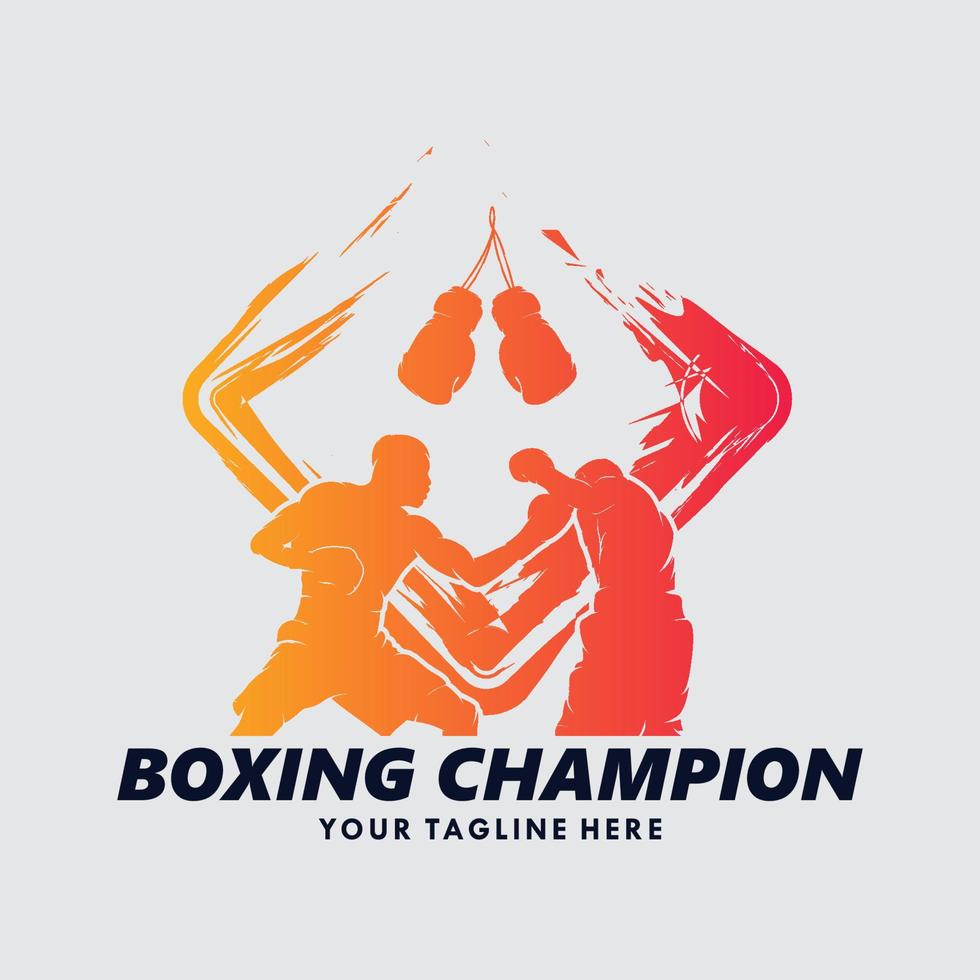 boxe campione logo design modello vettore