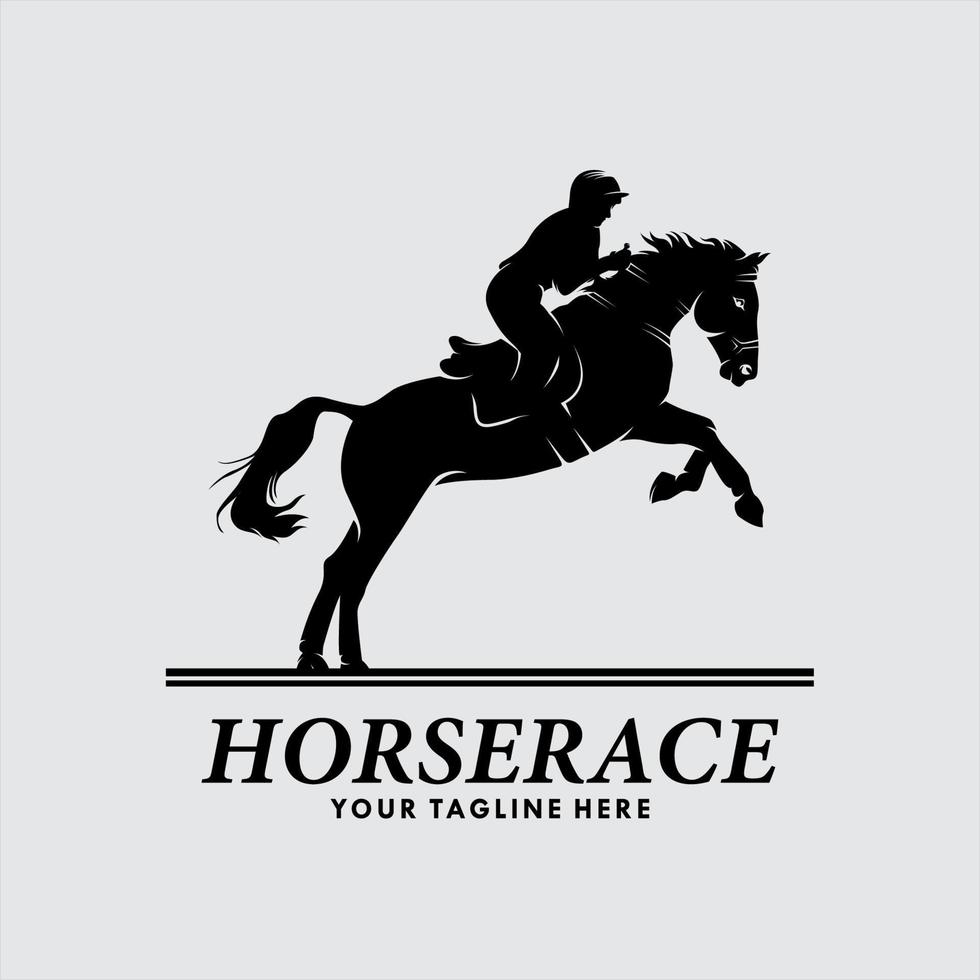 silhouette di da corsa cavallo con fantino. equestre sport vettore