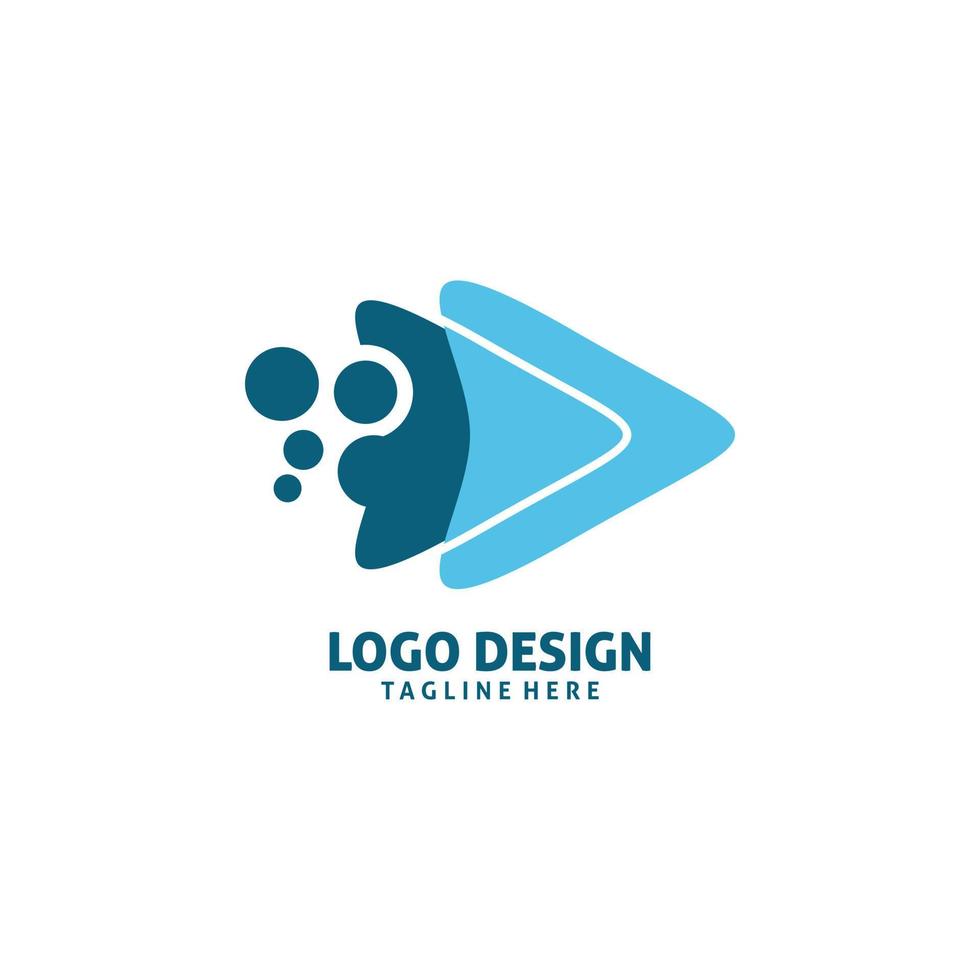 blu freccia bolla logo design vettore