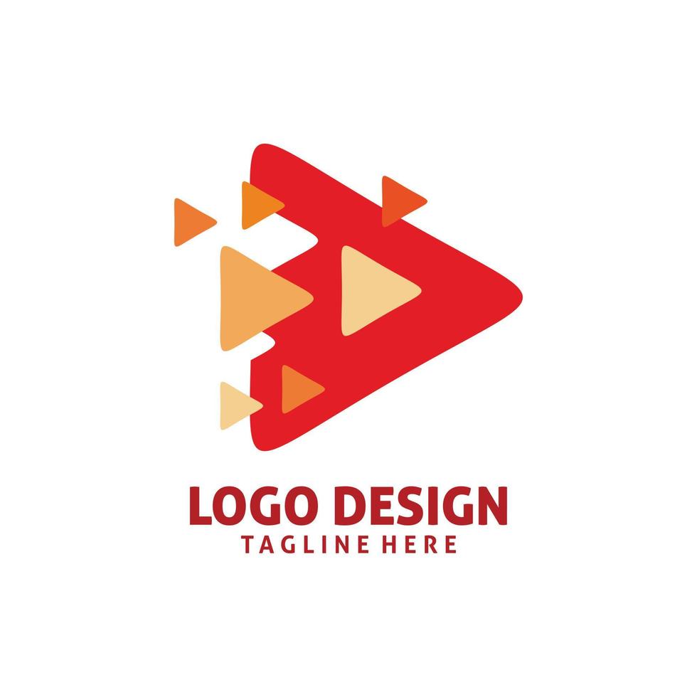 movimento pixel triangolo giocare logo design vettore