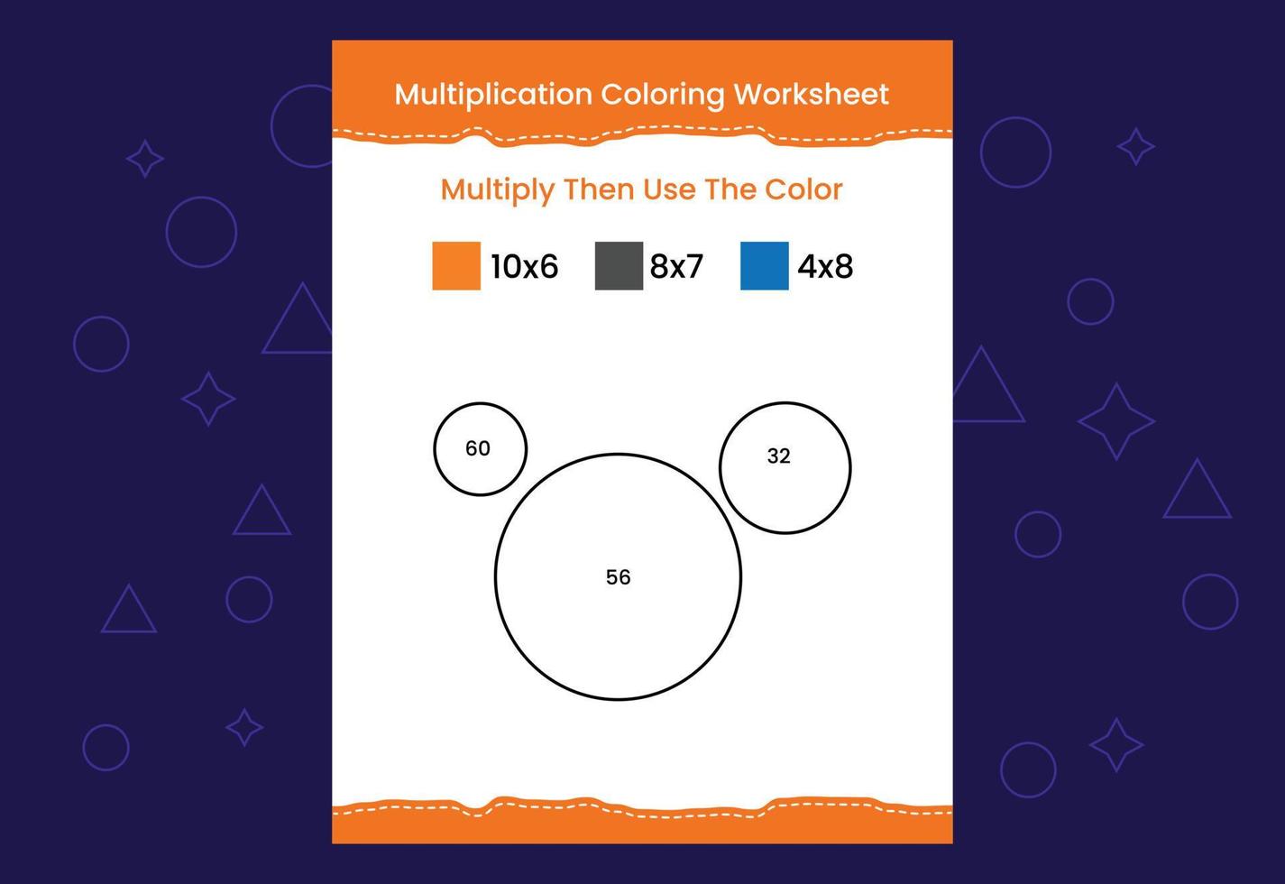 moltiplicazione colorazione foglio di lavoro con il Immagine. colore di numeri matematica gioco vettore