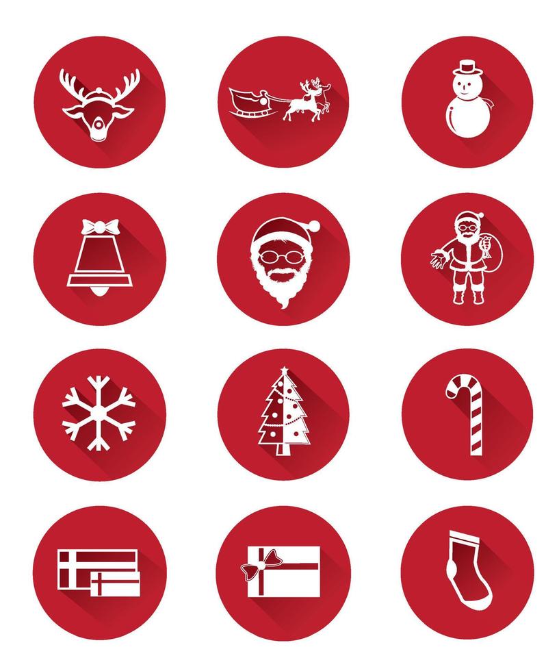 rosso icone di Santa Claus e Natale giorno vettore