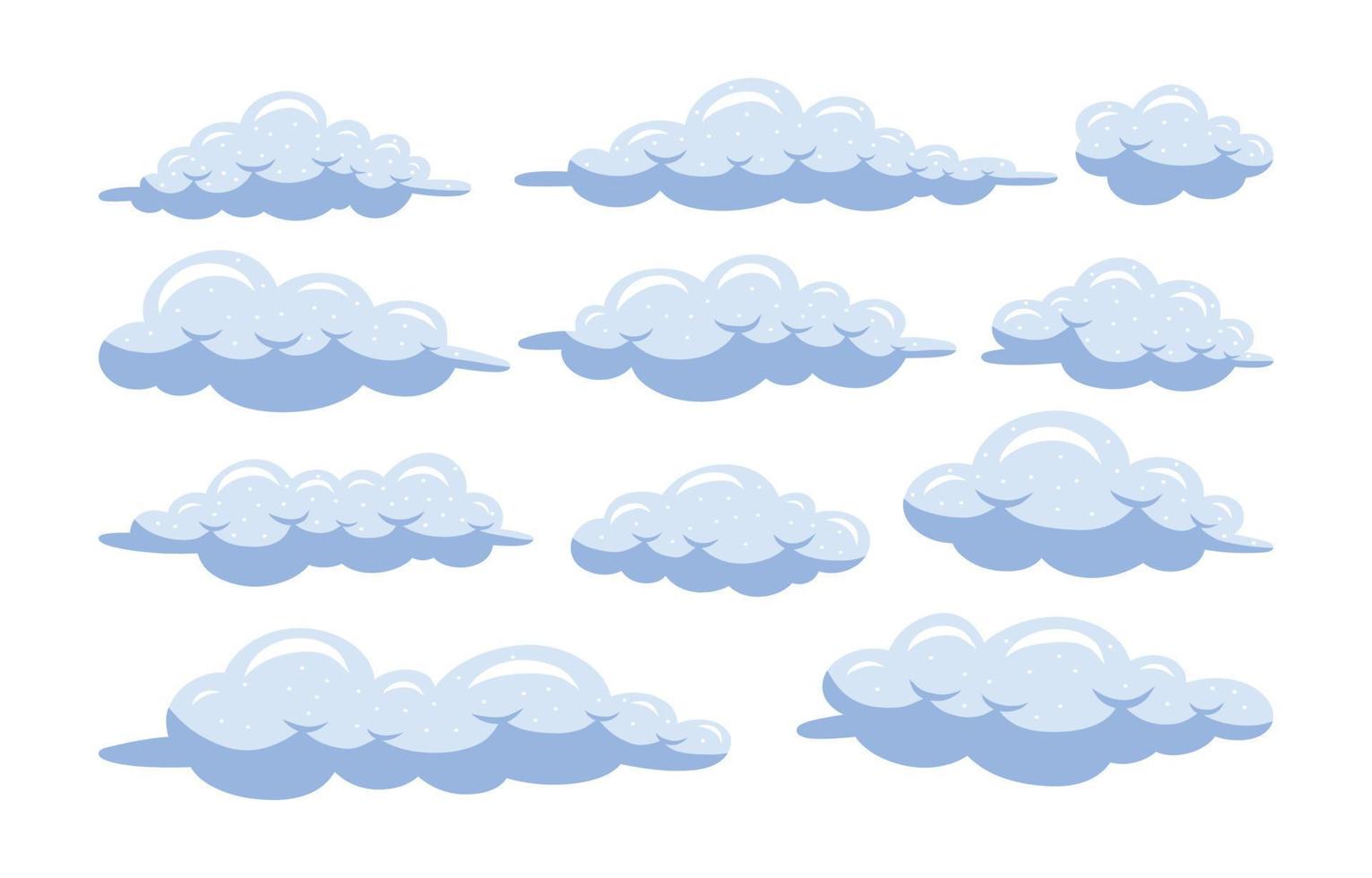 raccolta di elementi dell'icona di doodle disegnato a mano della nuvola vettore