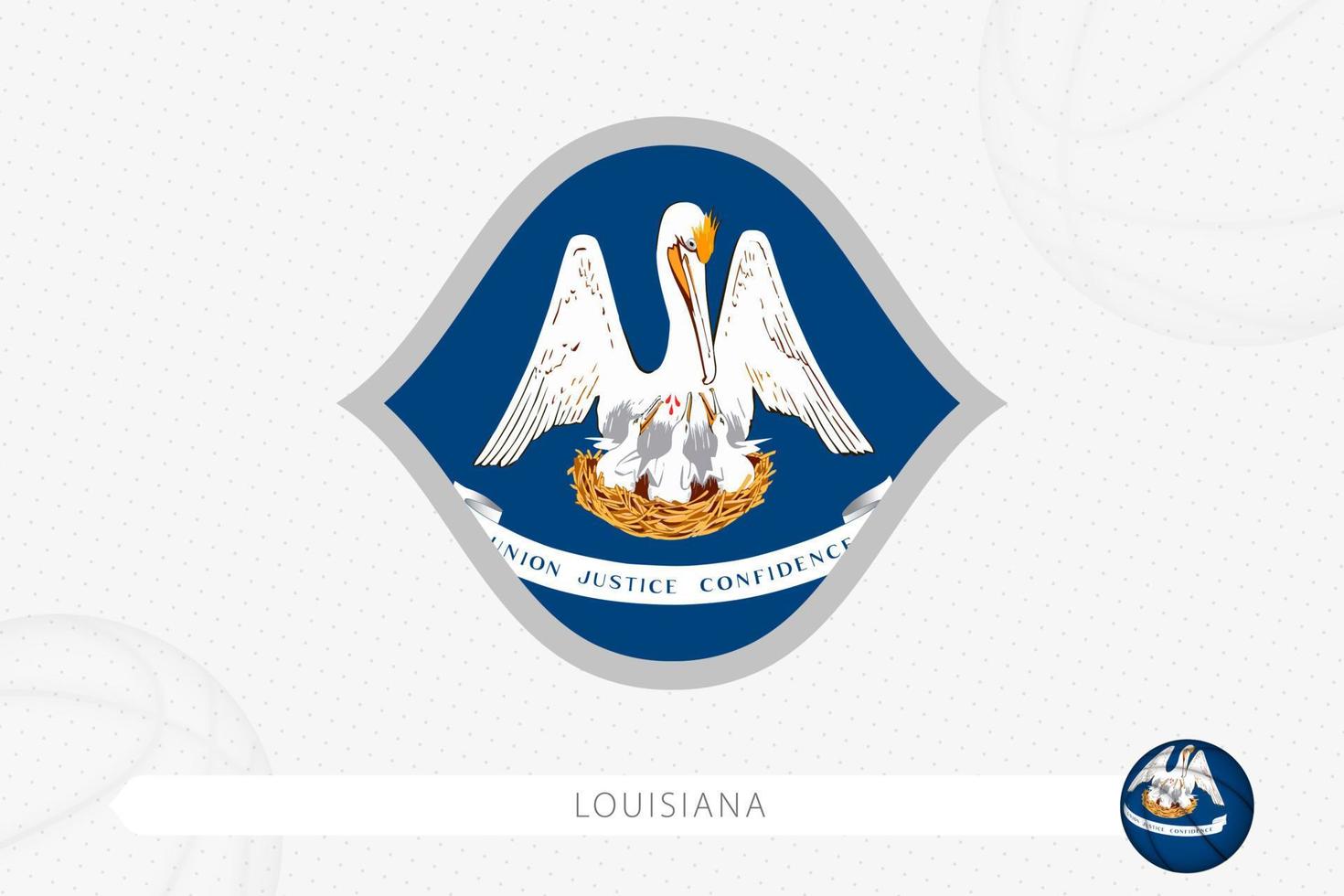 Louisiana bandiera per pallacanestro concorrenza su grigio pallacanestro sfondo. vettore