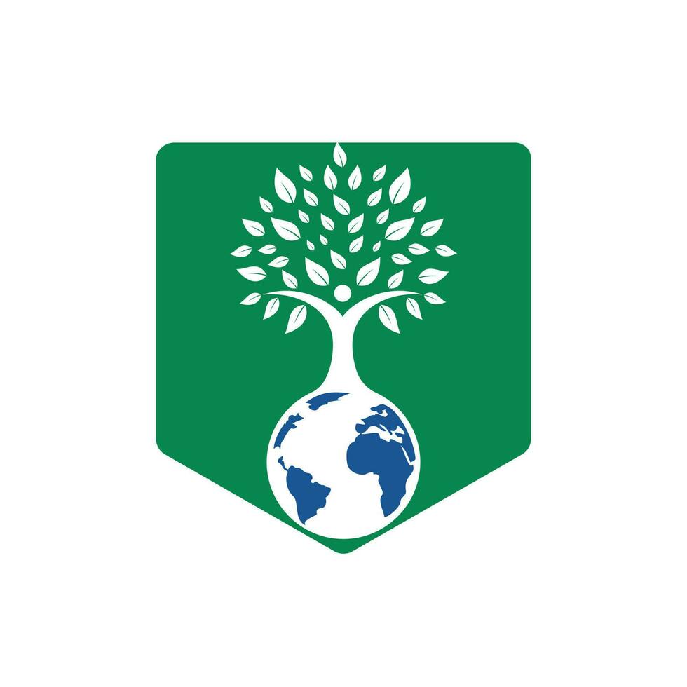 globale umano albero vettore logo design modello.