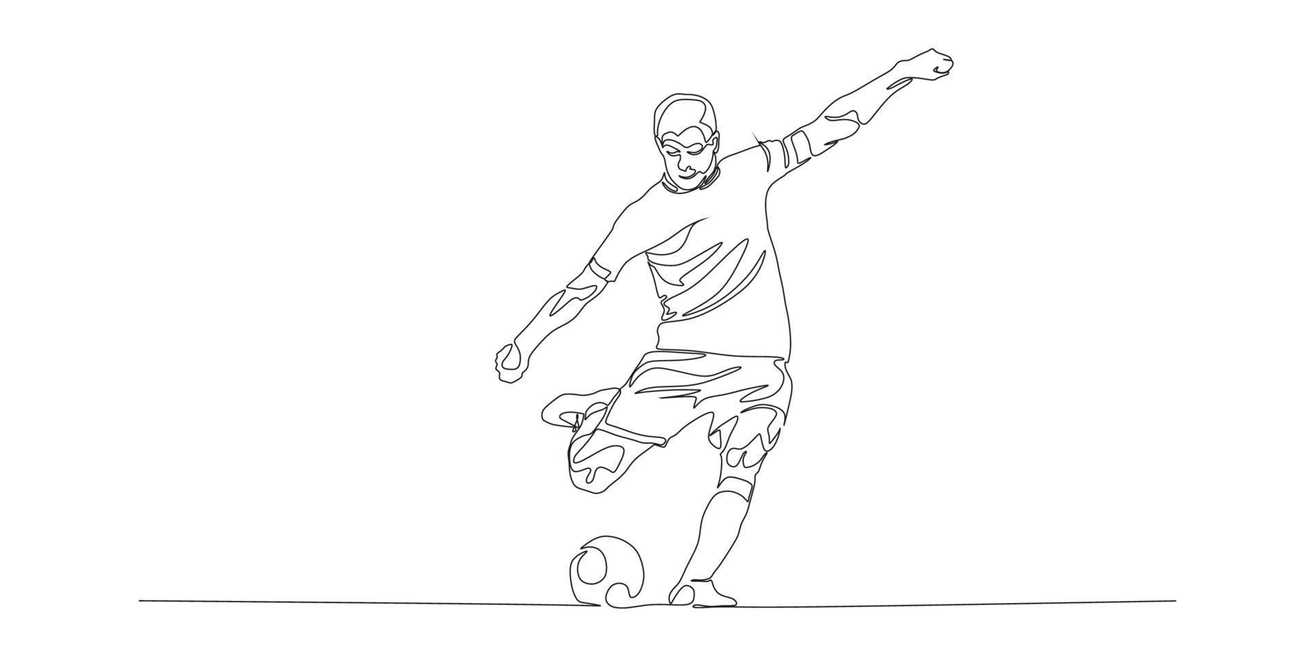 calcio, calcio giocatore calciando sfera. isolato vettore silhouette. calcio difensore, attaccante o portiere