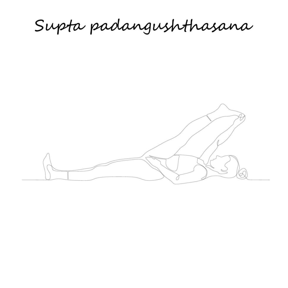 continuo linea disegno. giovane donna fabbricazione yoga esercizio, silhouette immagine. una linea disegnato illustrazione.cdr vettore