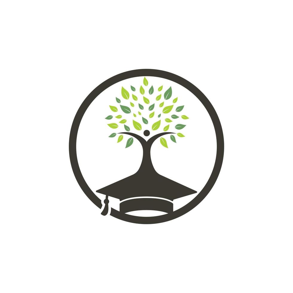 formazione scolastica assicurazione e supporto logo concetto. la laurea berretto e umano albero icona logo. vettore