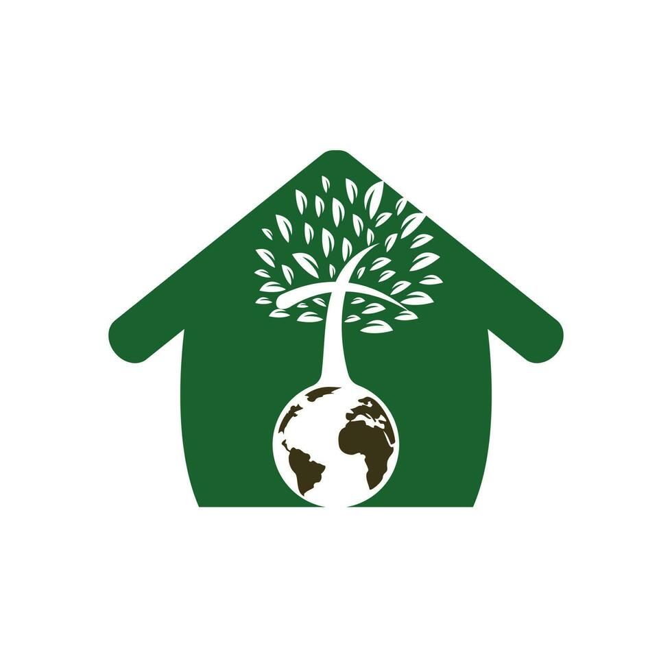 globale Chiesa vettore logo design modello. globo con attraversare albero vettore icona.