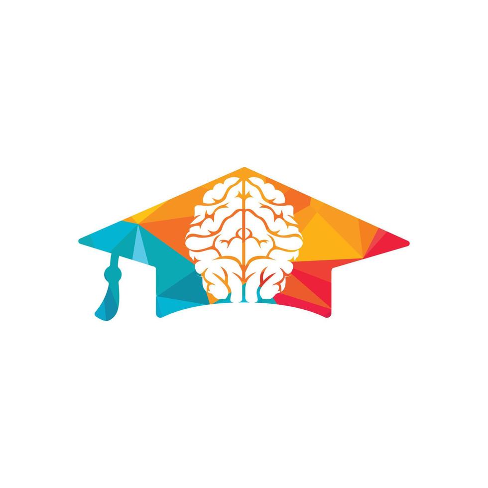 cervello e la laurea berretto icona design. educativo e istituzionale logo design. vettore