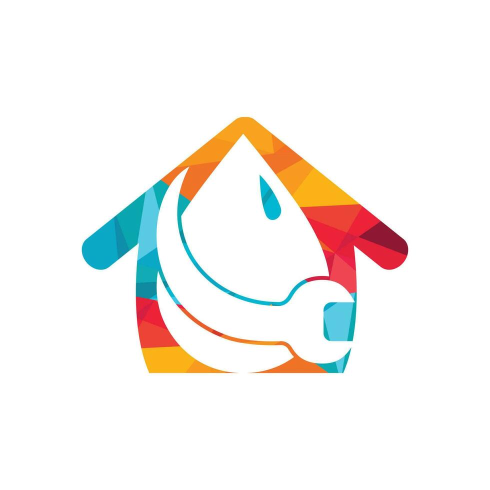 piombatura logo illustrazione vettore modello. chiave inglese e acqua gocce con casa vettore logo design.