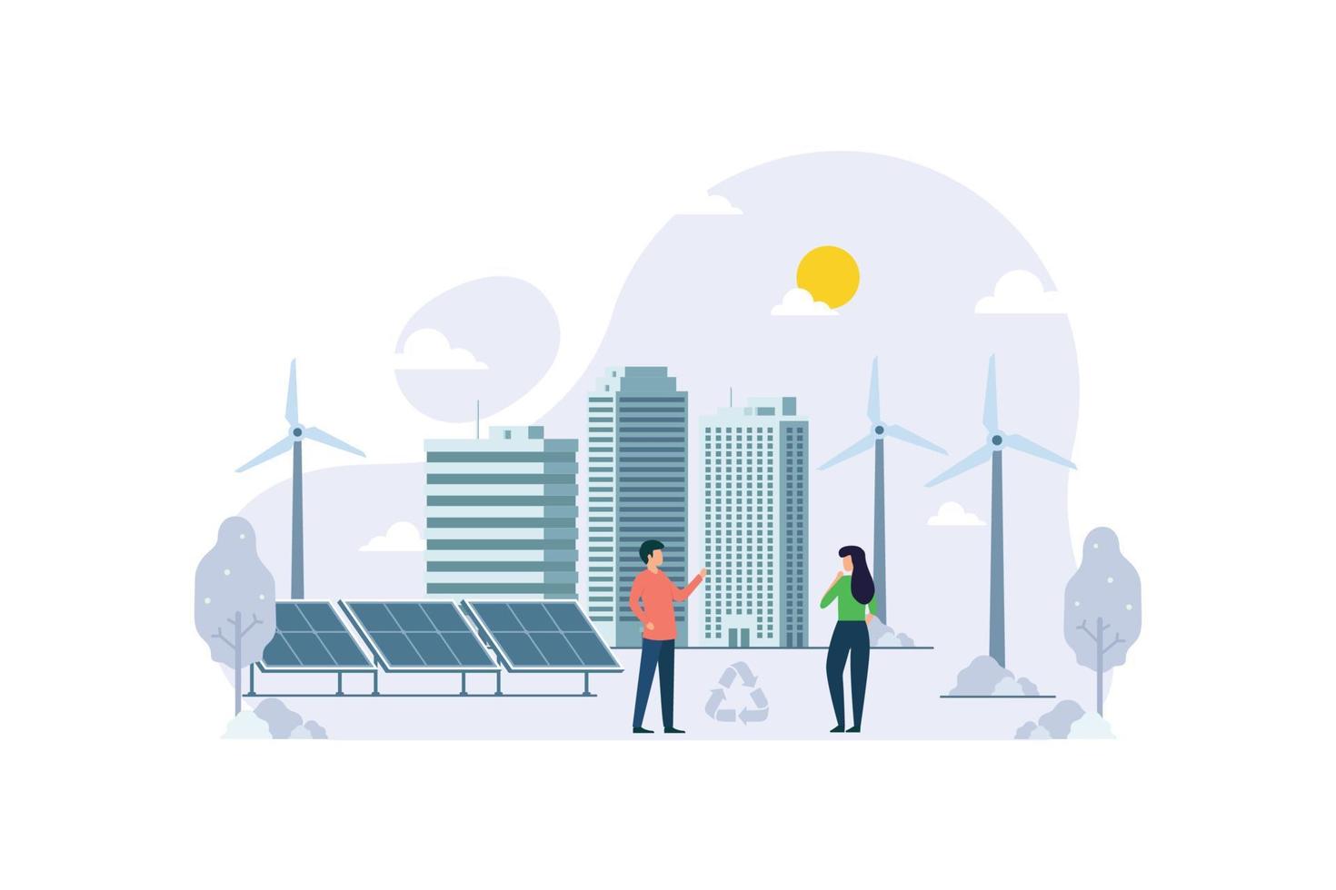 sostenibile energia per comunità ambientale amichevole città vettore illustrazione