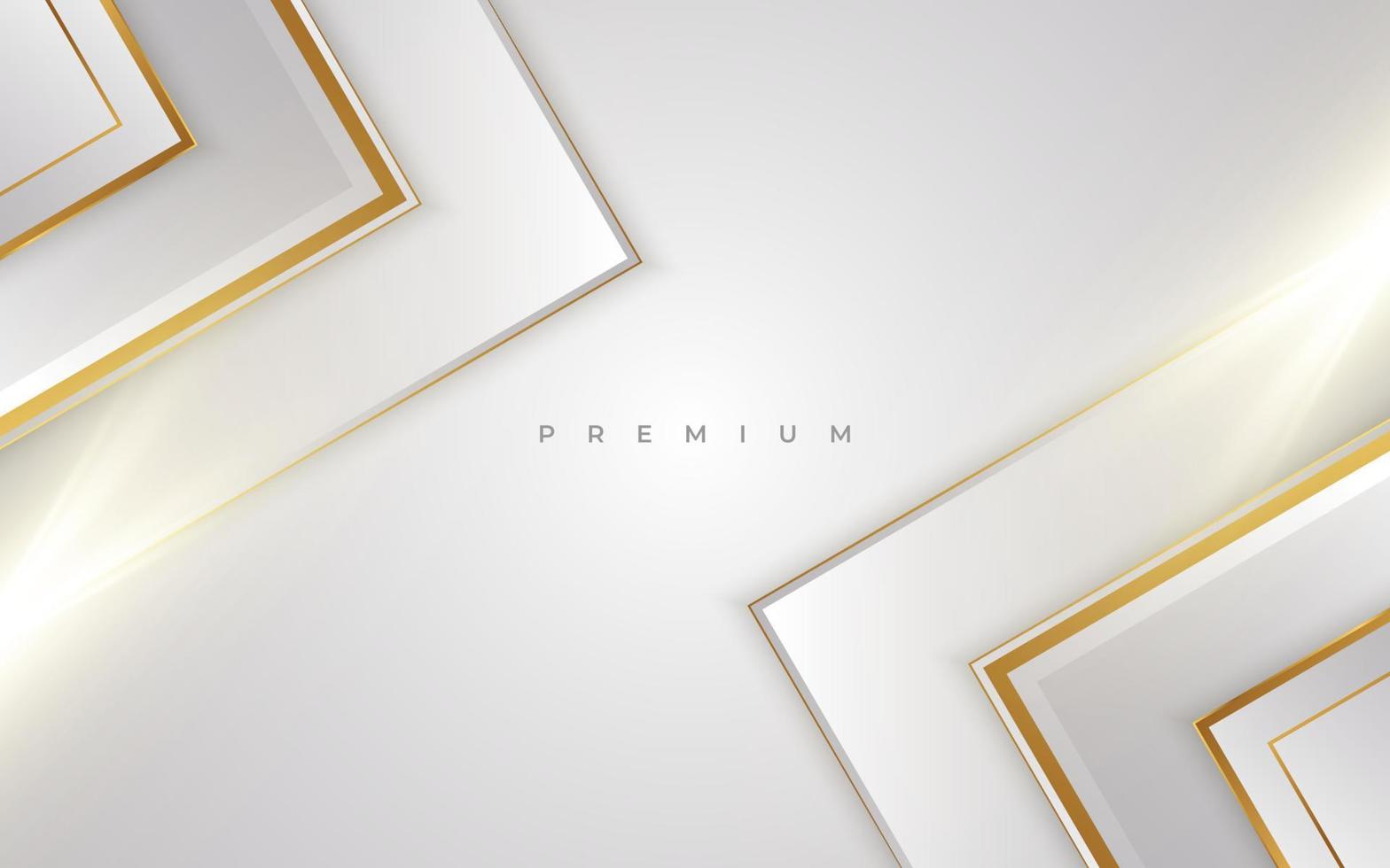 sfondo bianco e oro di lusso con linee dorate e stile taglio carta. sfondo grigio e oro premium per design di premi, nomine, cerimonie, inviti formali o certificati vettore