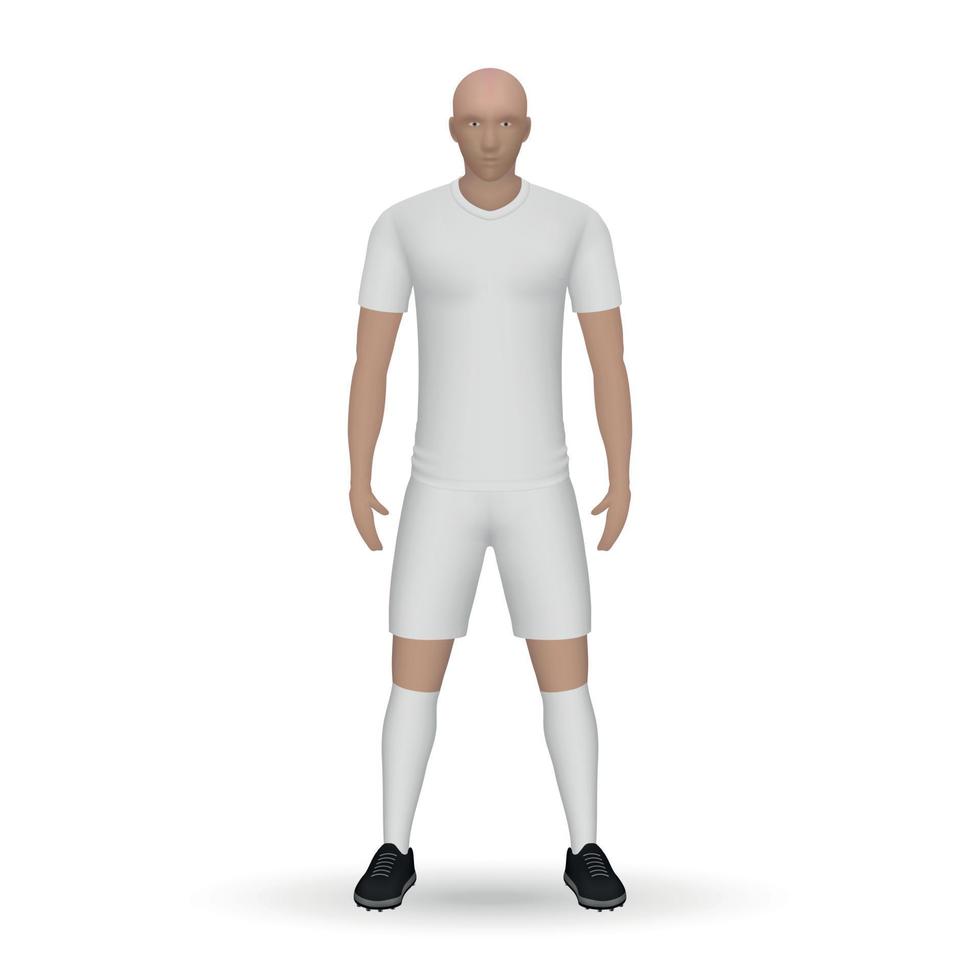 3d realistico calcio giocatore modello. calcio squadra kit modello vettore