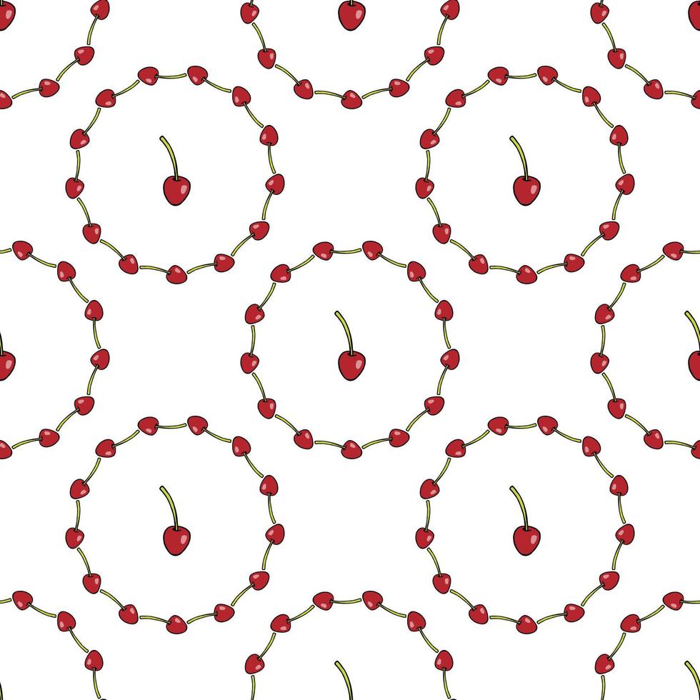 senza soluzione di continuità modello con carino semplice ciliegie su bianca sfondo per tessuto, tessile, Abiti, tovaglia e altro le cose. vettore Immagine.