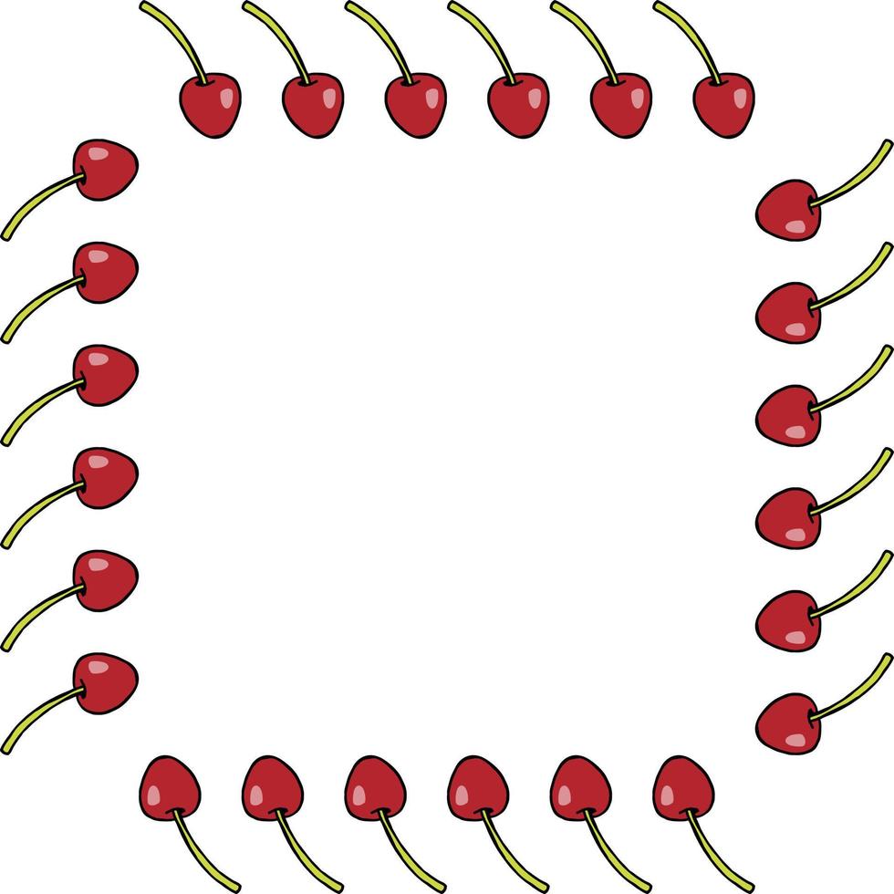 piazza telaio con rosso ciliegie su bianca sfondo. vettore Immagine.