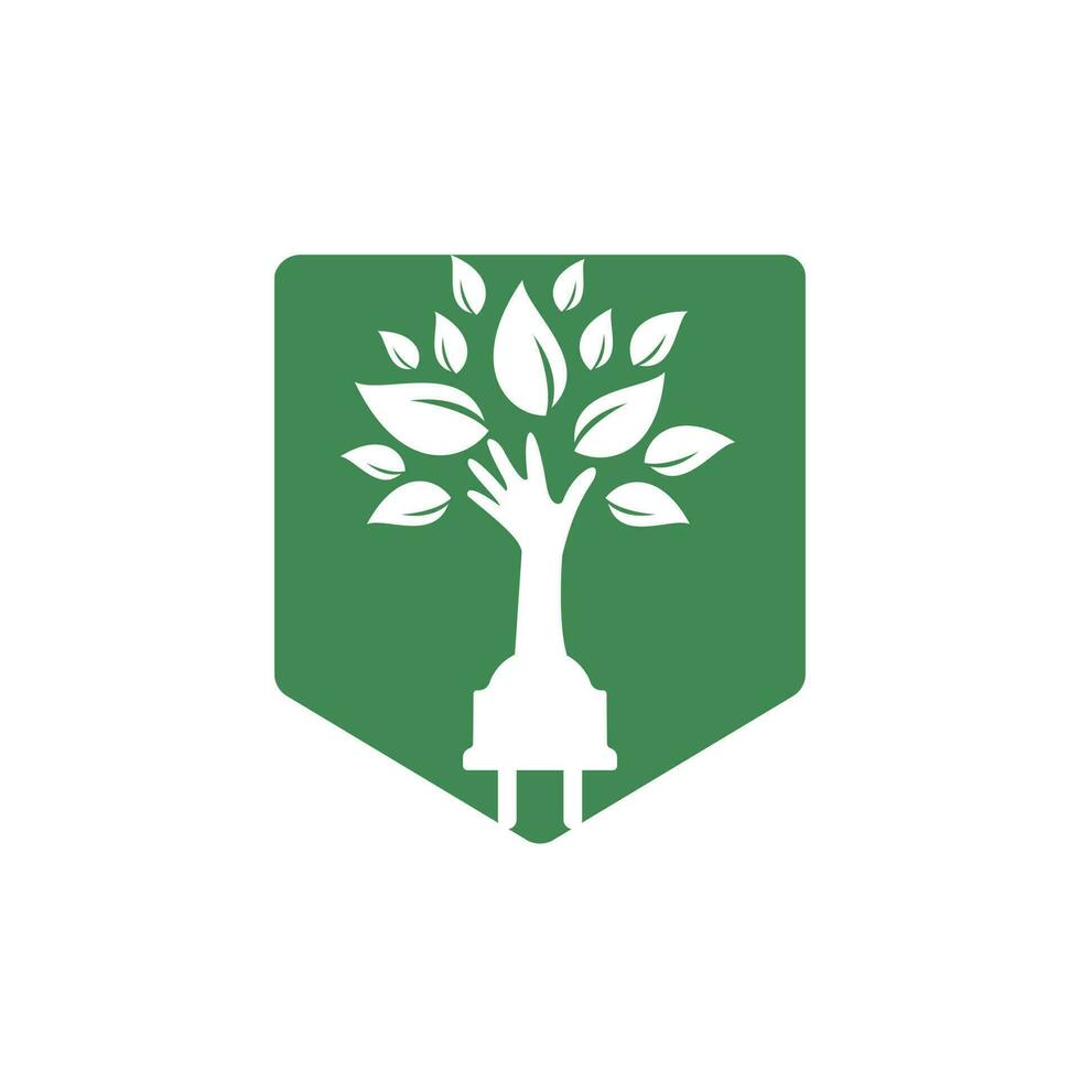 elettrico cordone e mano albero vettore logo design.