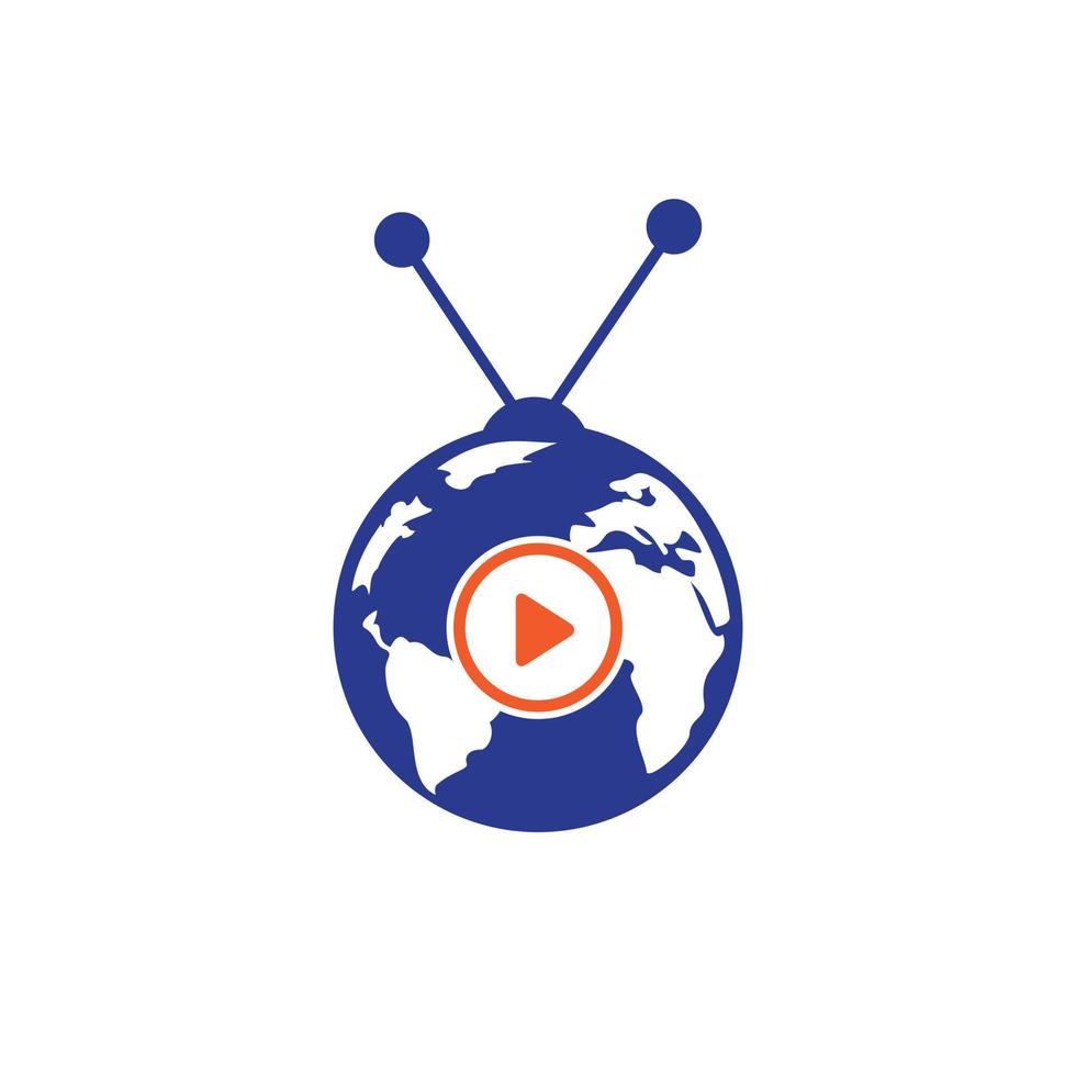 globale tv vettore logo design concetto. mondo televisione icona design.