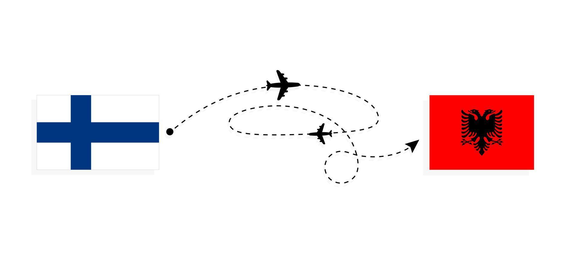 volo e viaggio a partire dal Finlandia per Albania di passeggeri aereo viaggio concetto vettore