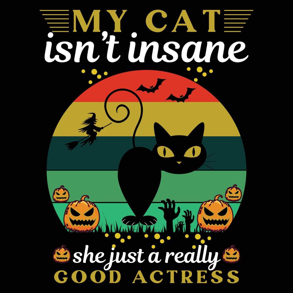 migliore Halloween gatto tendy maglietta design vettore