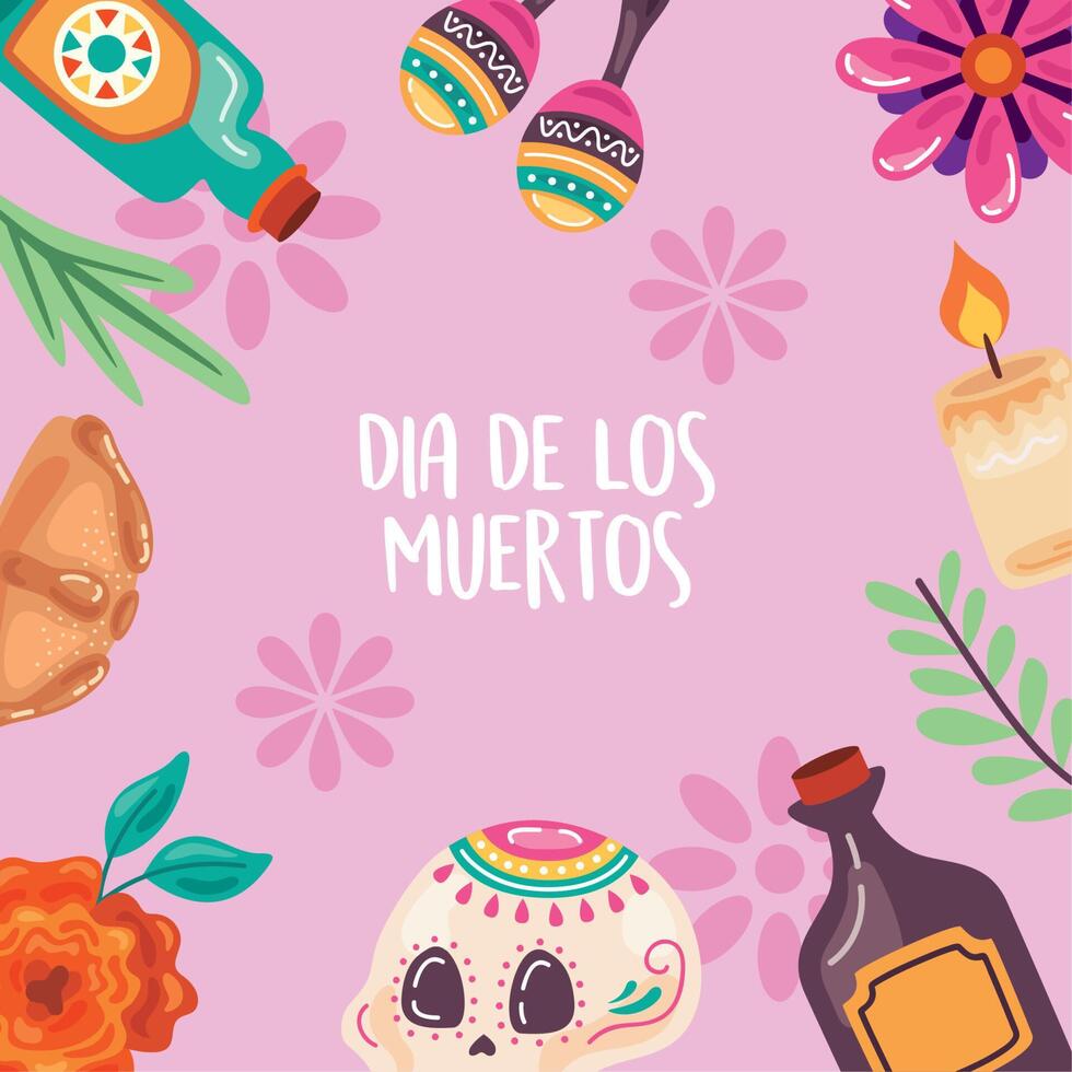 dia de los muertos lettering vettore