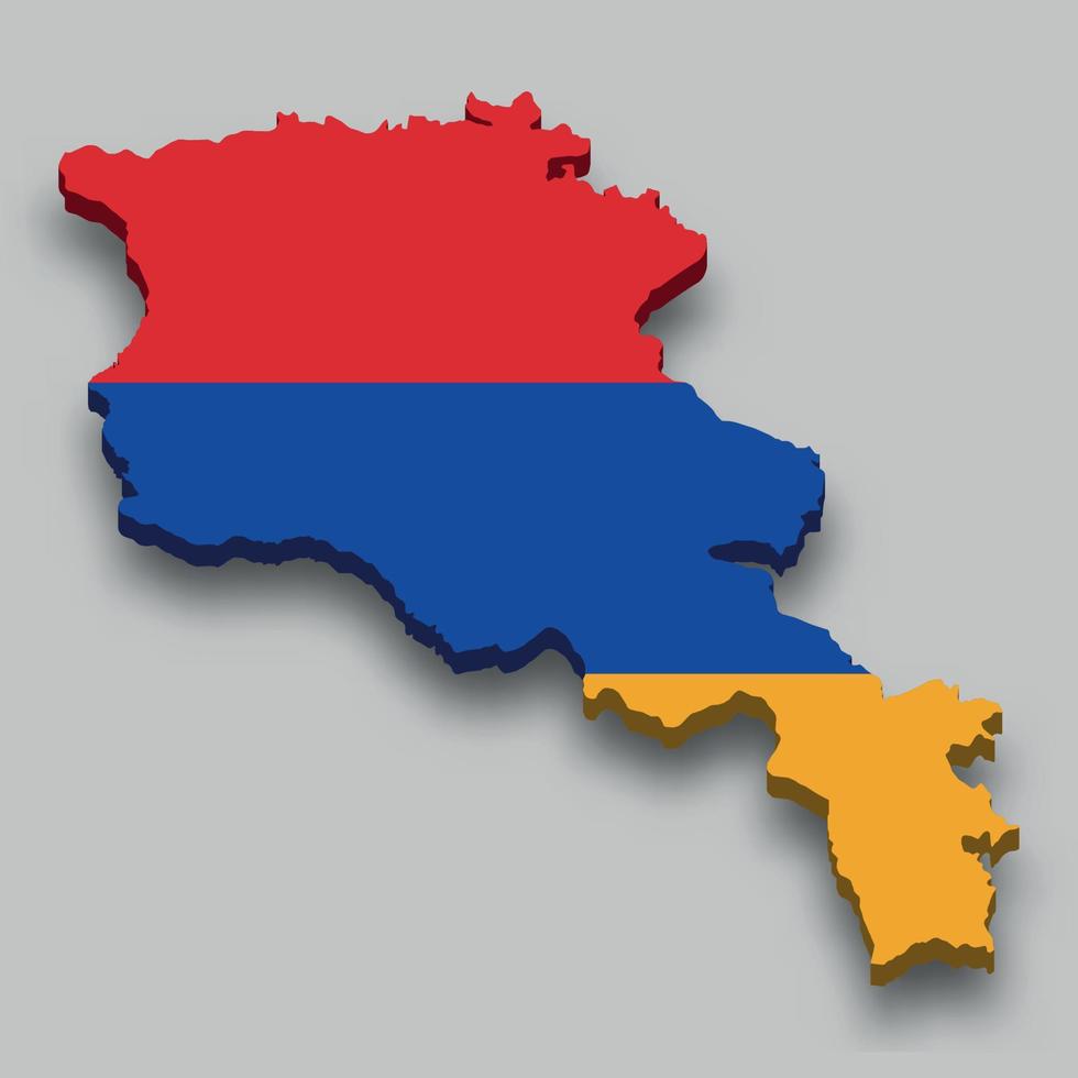 3d isometrico carta geografica di Armenia con nazionale bandiera. vettore